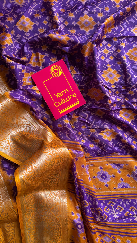 Purple orange dola semi silk with patola pattern YCWOTDDS03