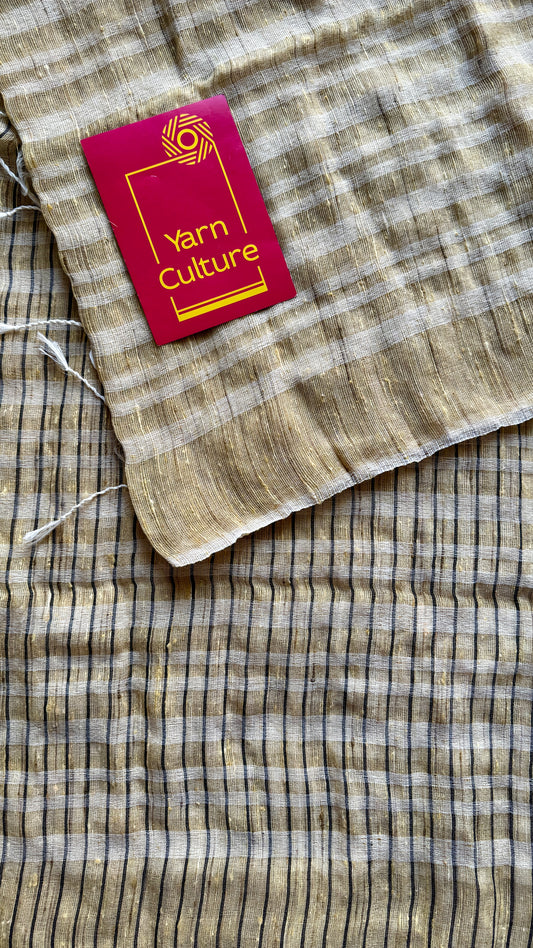 Ivory and light brown - Ketia (tussar cotton blend) YCBCKJ03