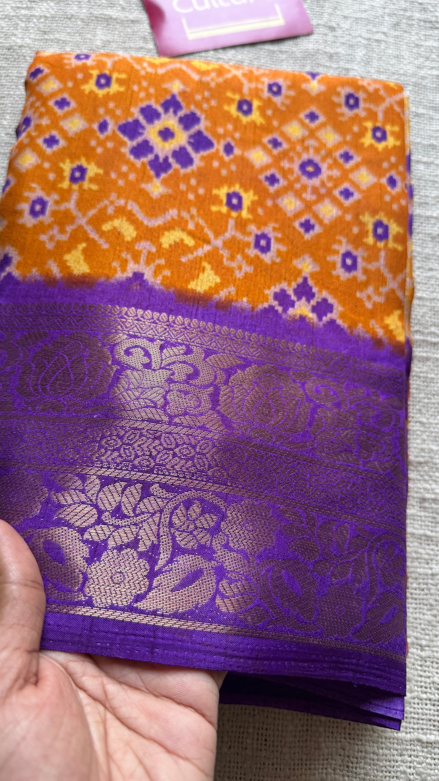 Orange purple dola semi silk with patola pattern YCWOTDDS02