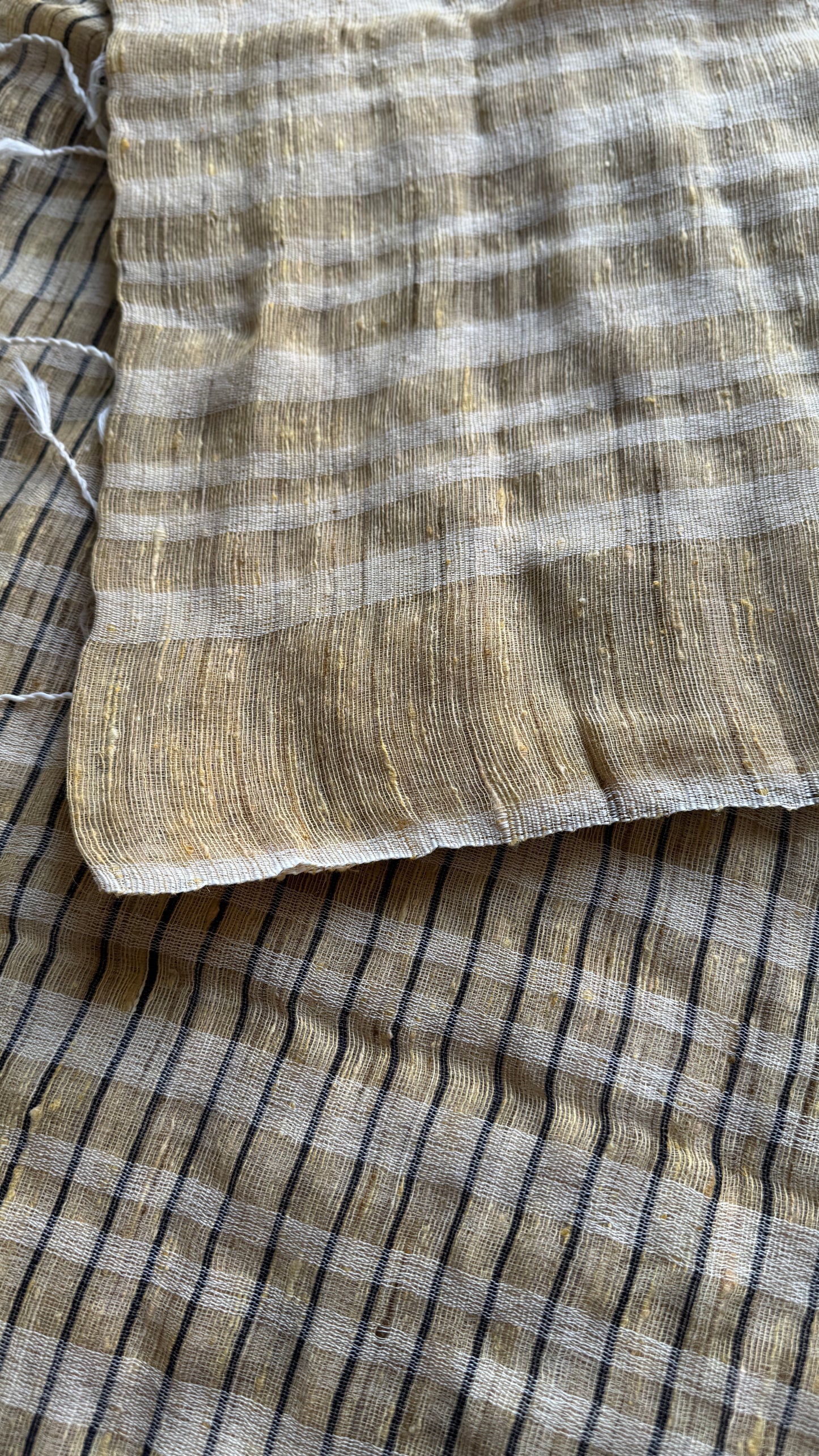 Ivory and light brown - Ketia (tussar cotton blend) YCBCKJ03