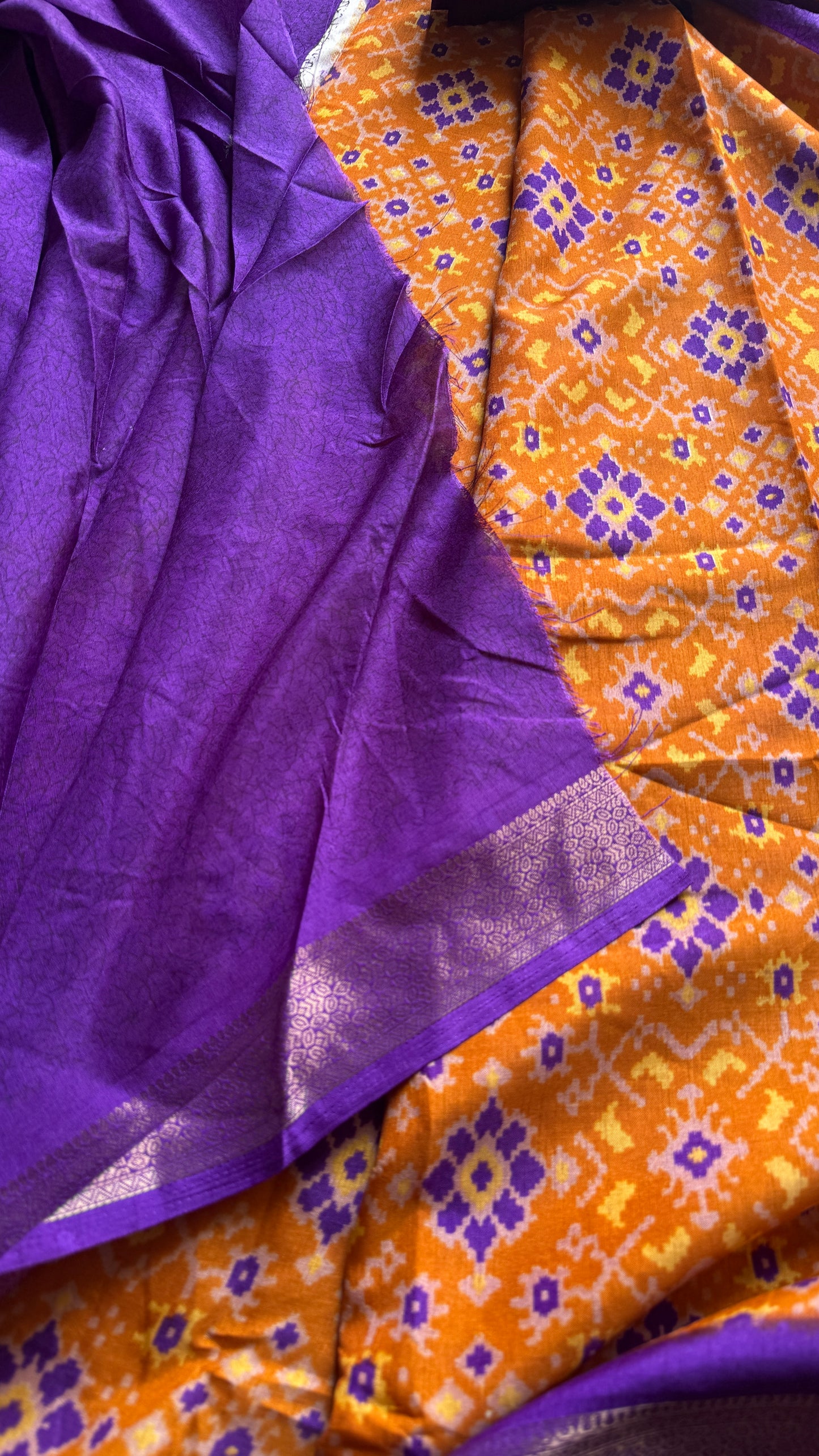 Orange purple dola semi silk with patola pattern YCWOTDDS02