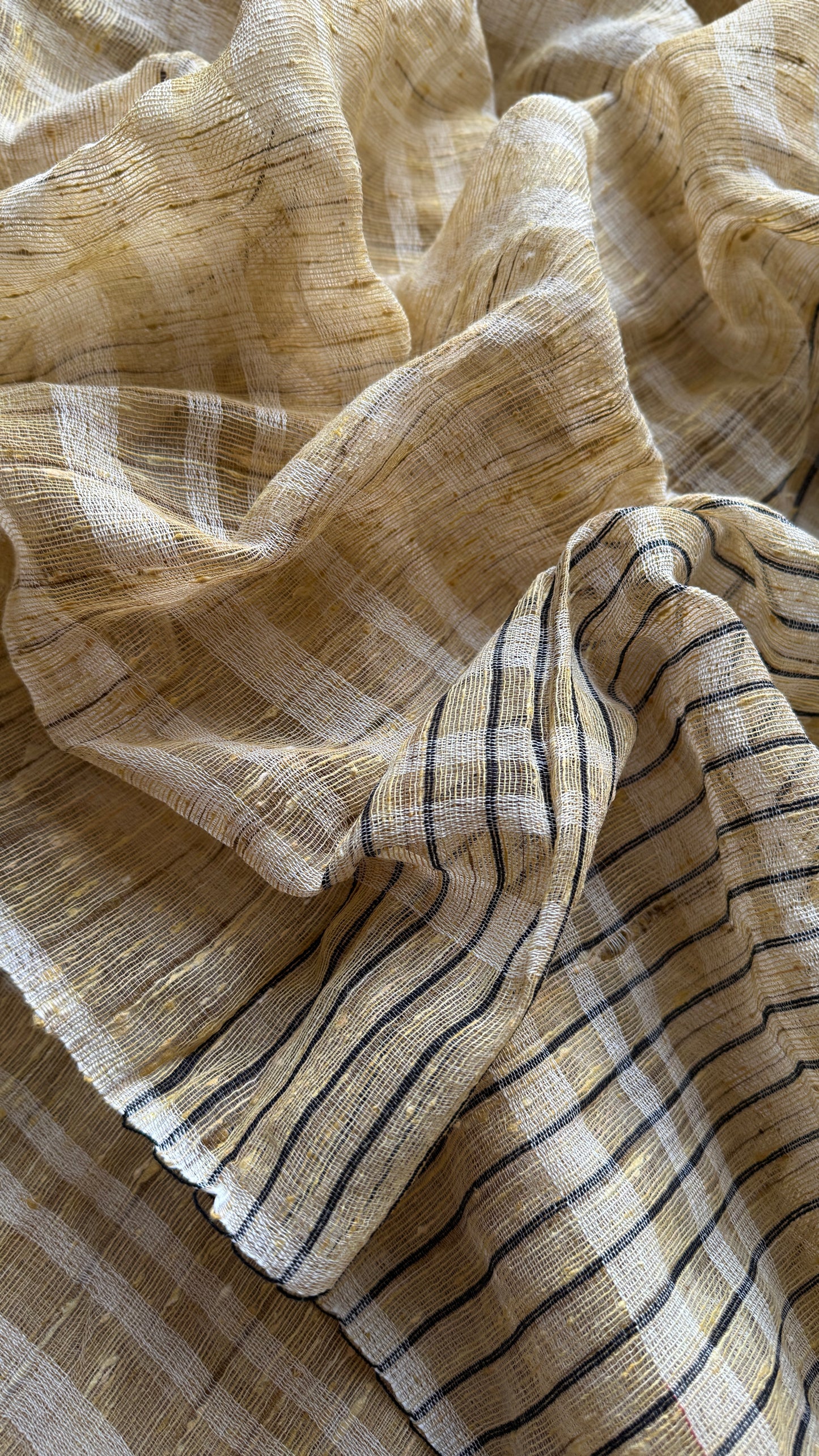 Ivory and light brown - Ketia (tussar cotton blend) YCBCKJ03