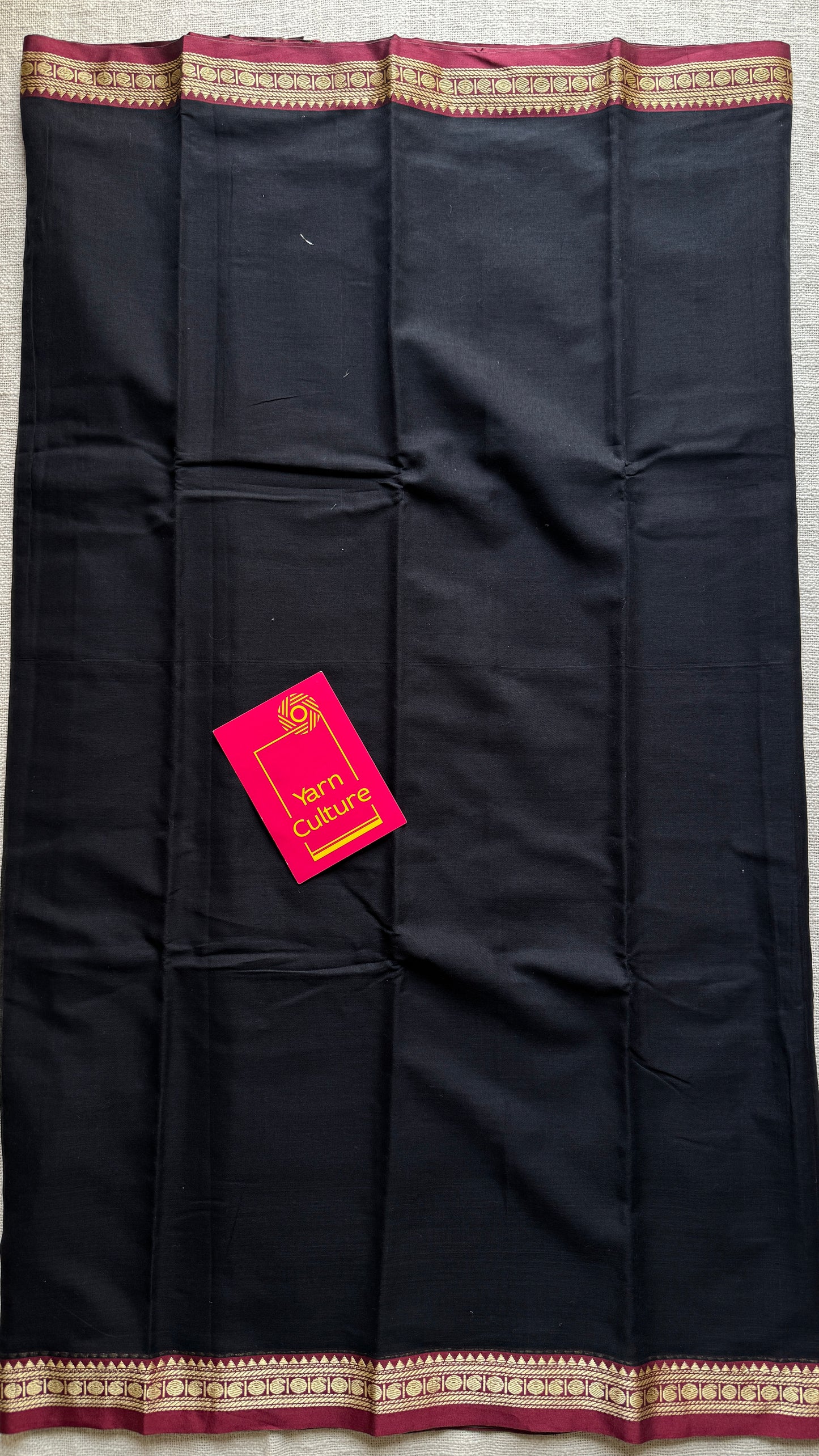 Black premium narayanpet with maroon motif border