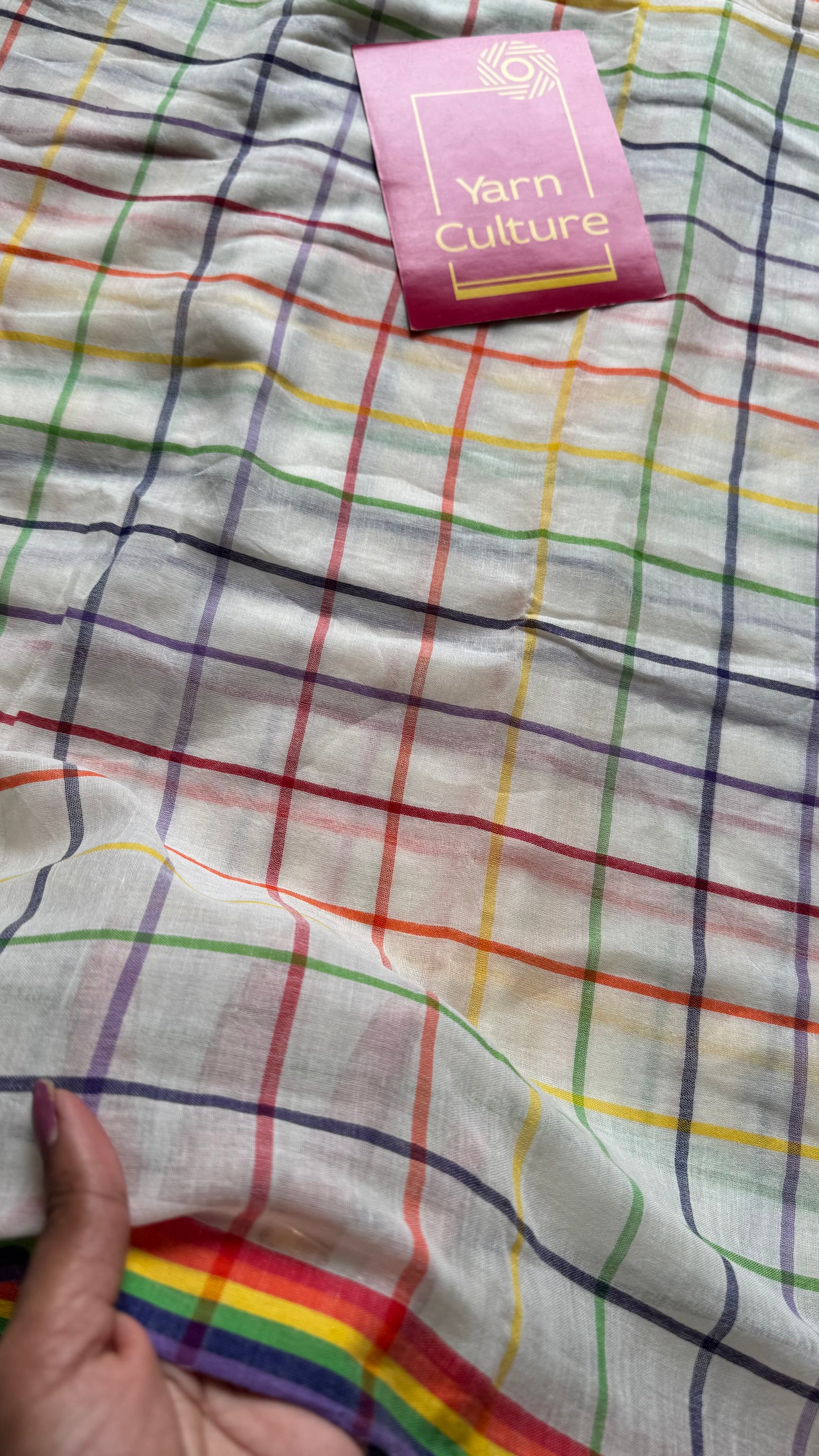 Ivory with multicolour checks, mul cotton - YCON25BCM52