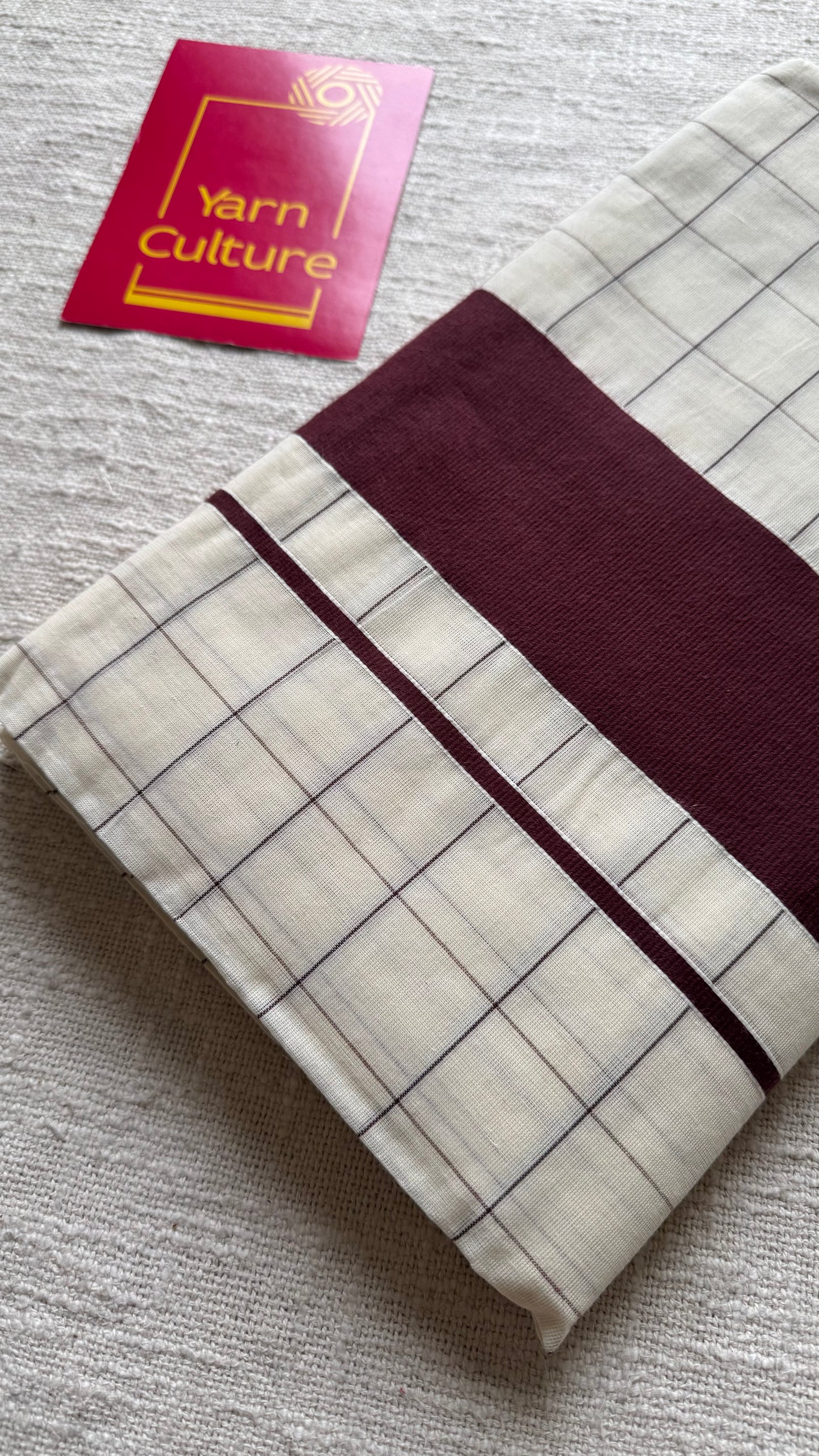 Ivory and brown checks, kerala cotton - YCON25KCPC71