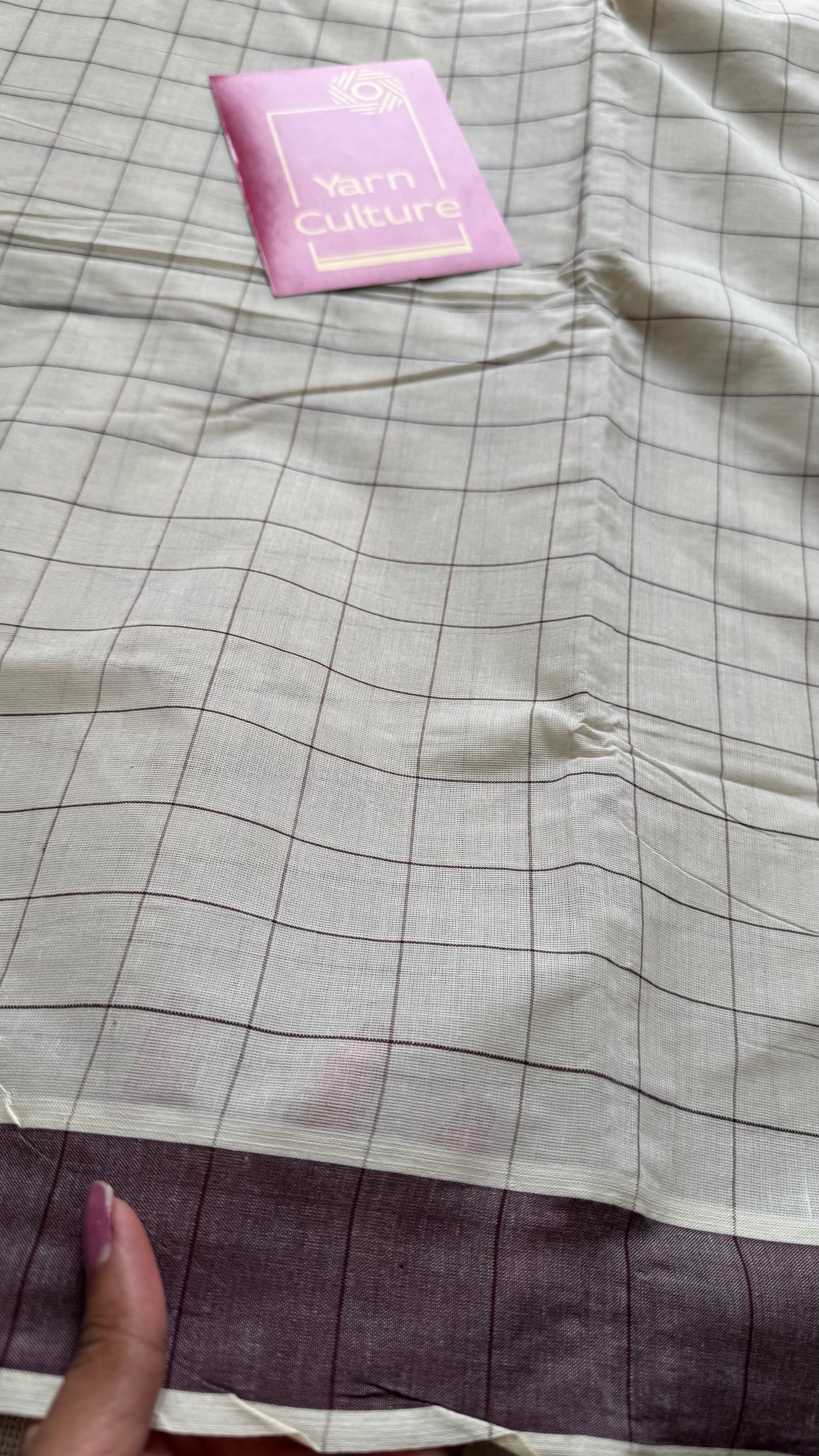 Ivory and brown checks, kerala cotton - YCON25KCPC71