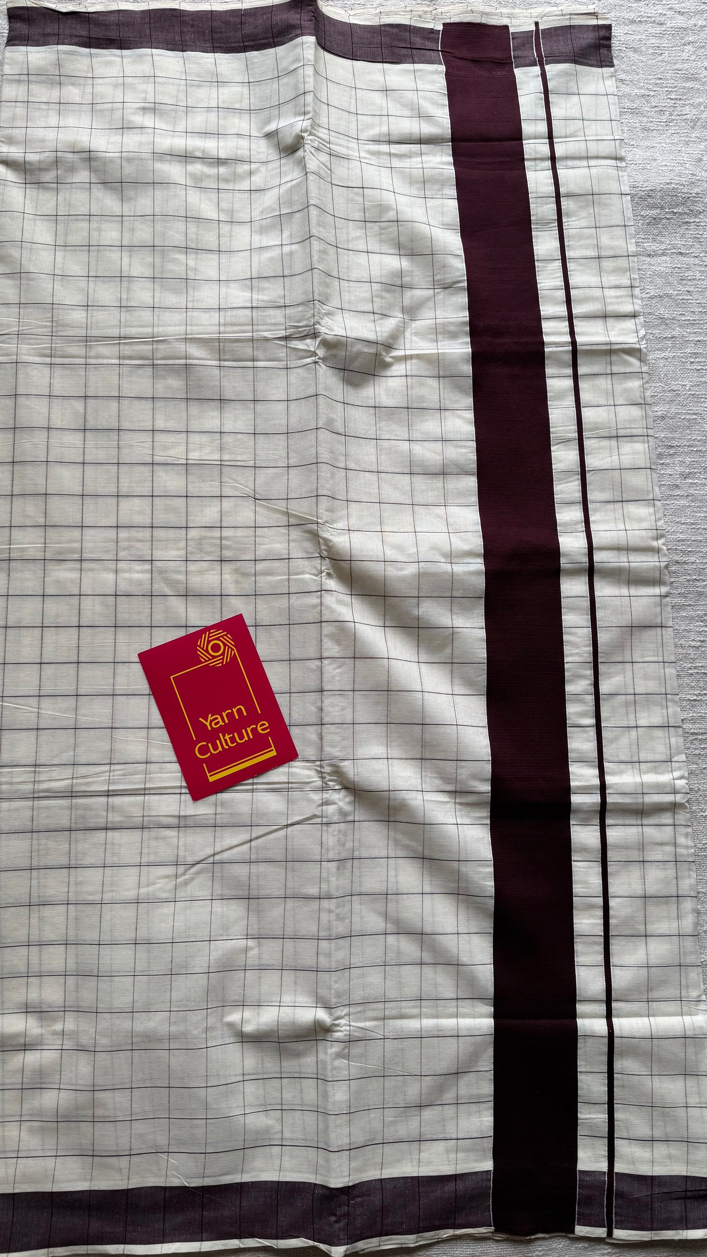 Ivory and brown checks, kerala cotton - YCON25KCPC71