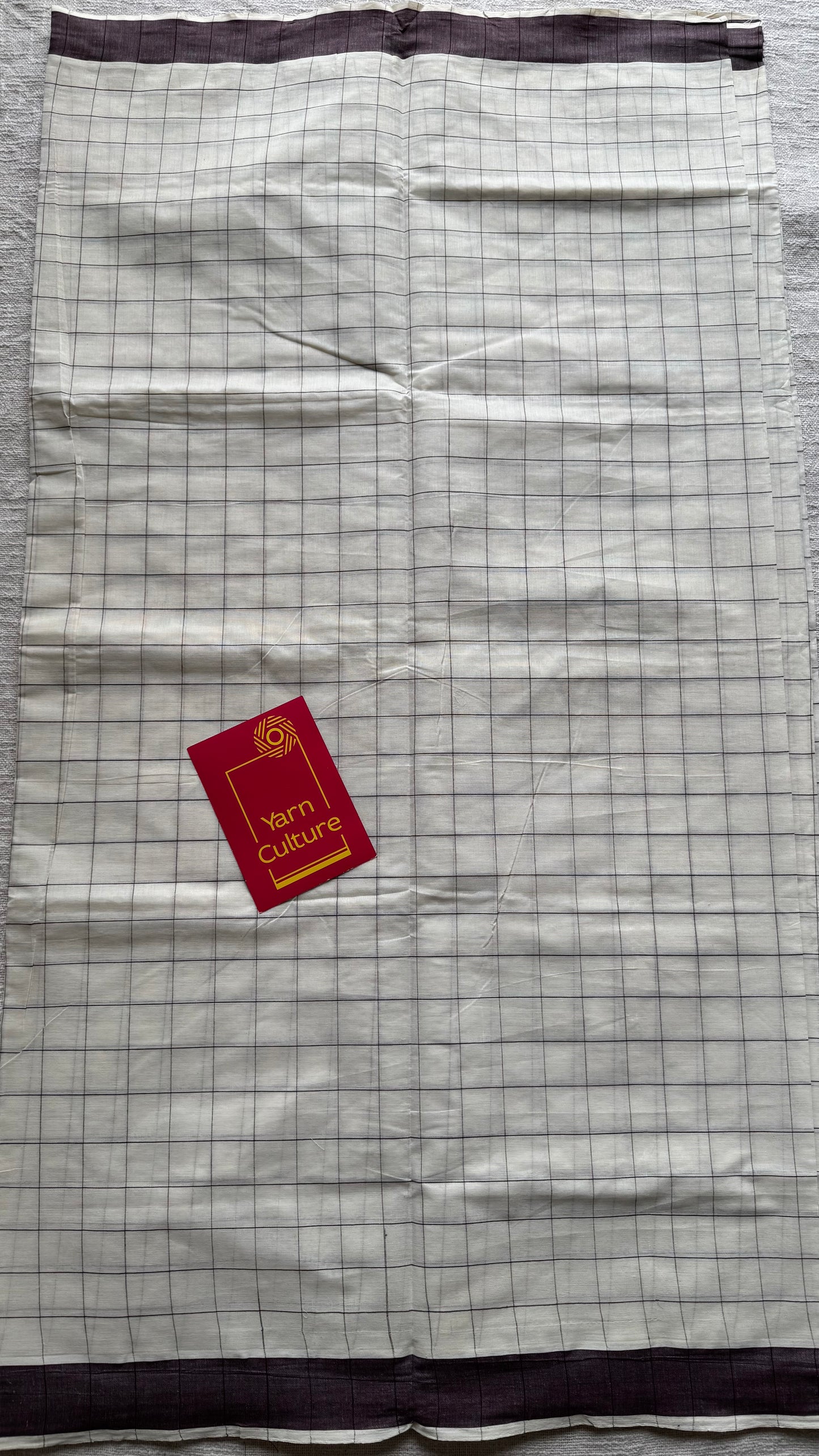Ivory and brown checks, kerala cotton - YCON25KCPC71