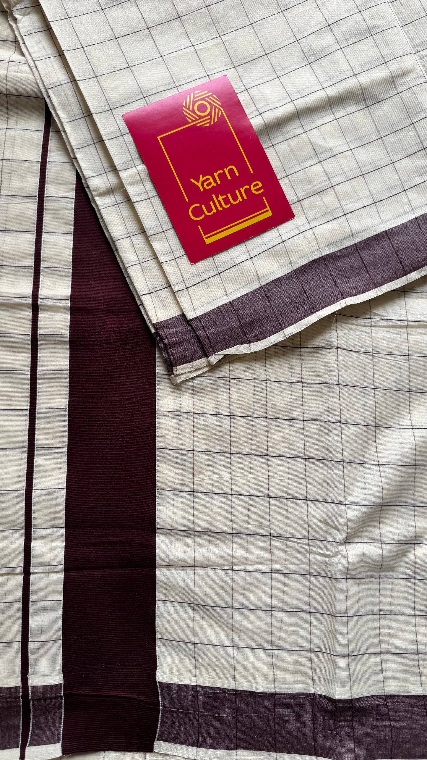 Ivory and brown checks, kerala cotton - YCON25KCPC71
