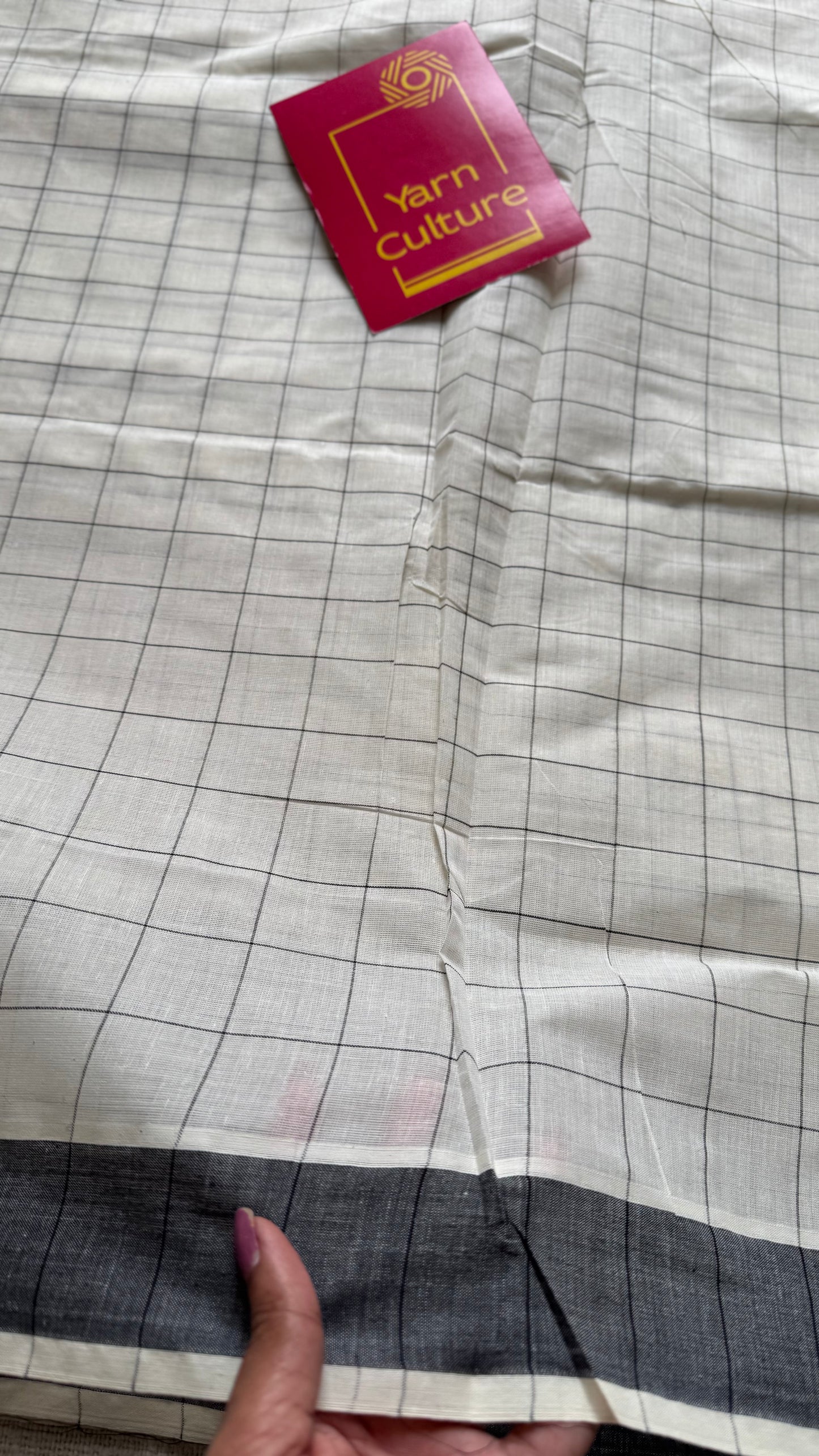 Ivory and black checks, kerala cotton - YCON25KCPC68