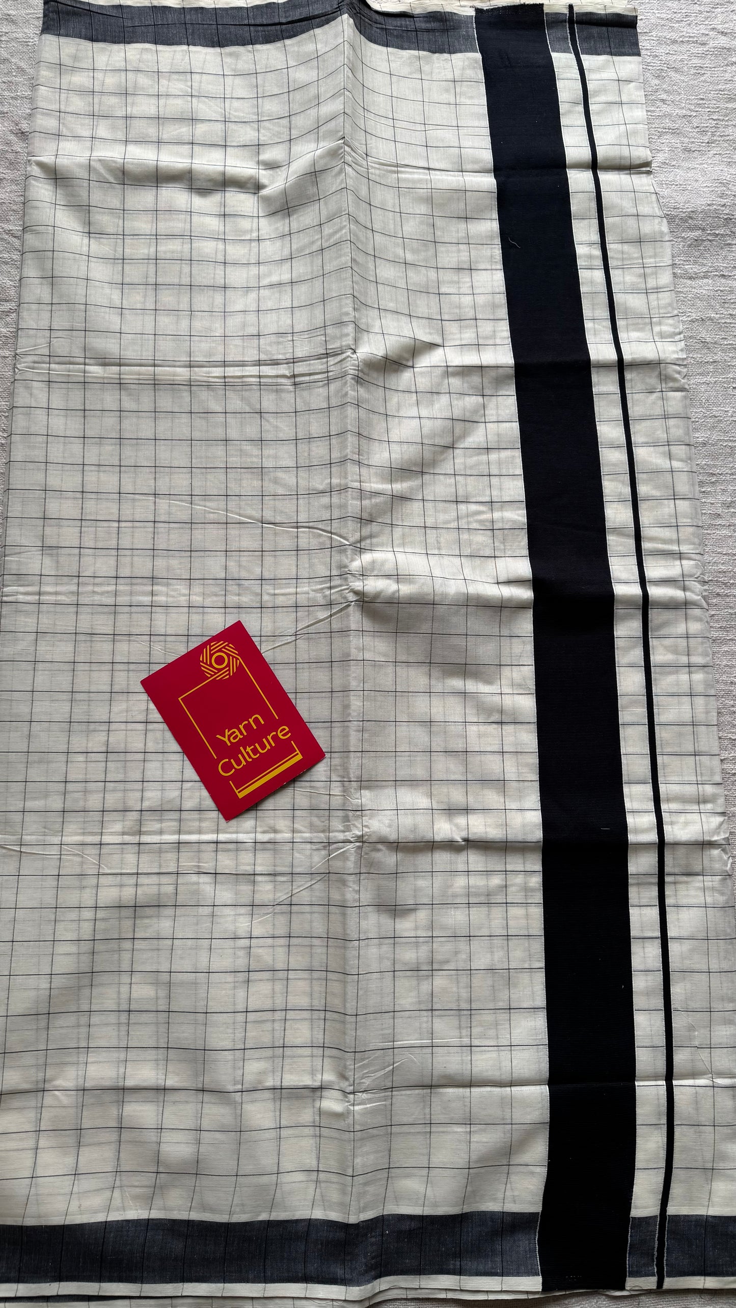 Ivory and black checks, kerala cotton - YCON25KCPC68