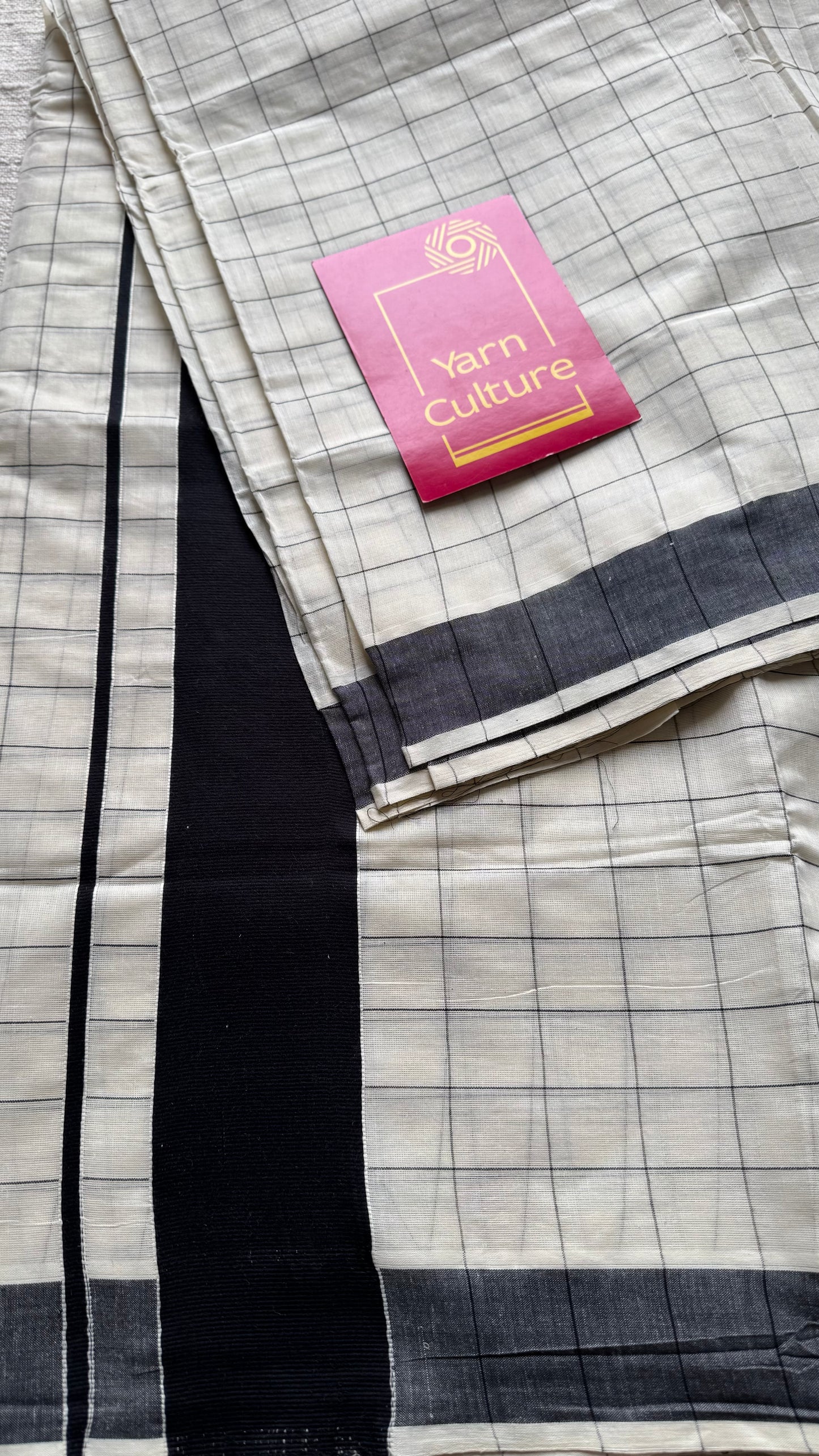 Ivory and black checks, kerala cotton - YCON25KCPC68