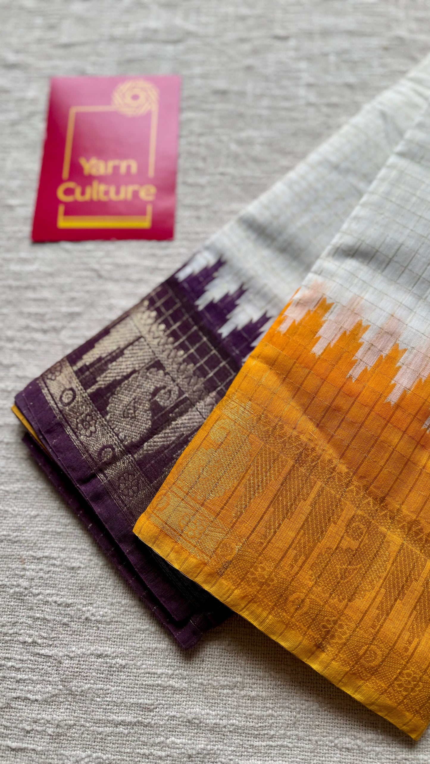 Dark Violet Yellow - sungudi cotton checks, ivory gold base, soft cotton - YCON25COTN95