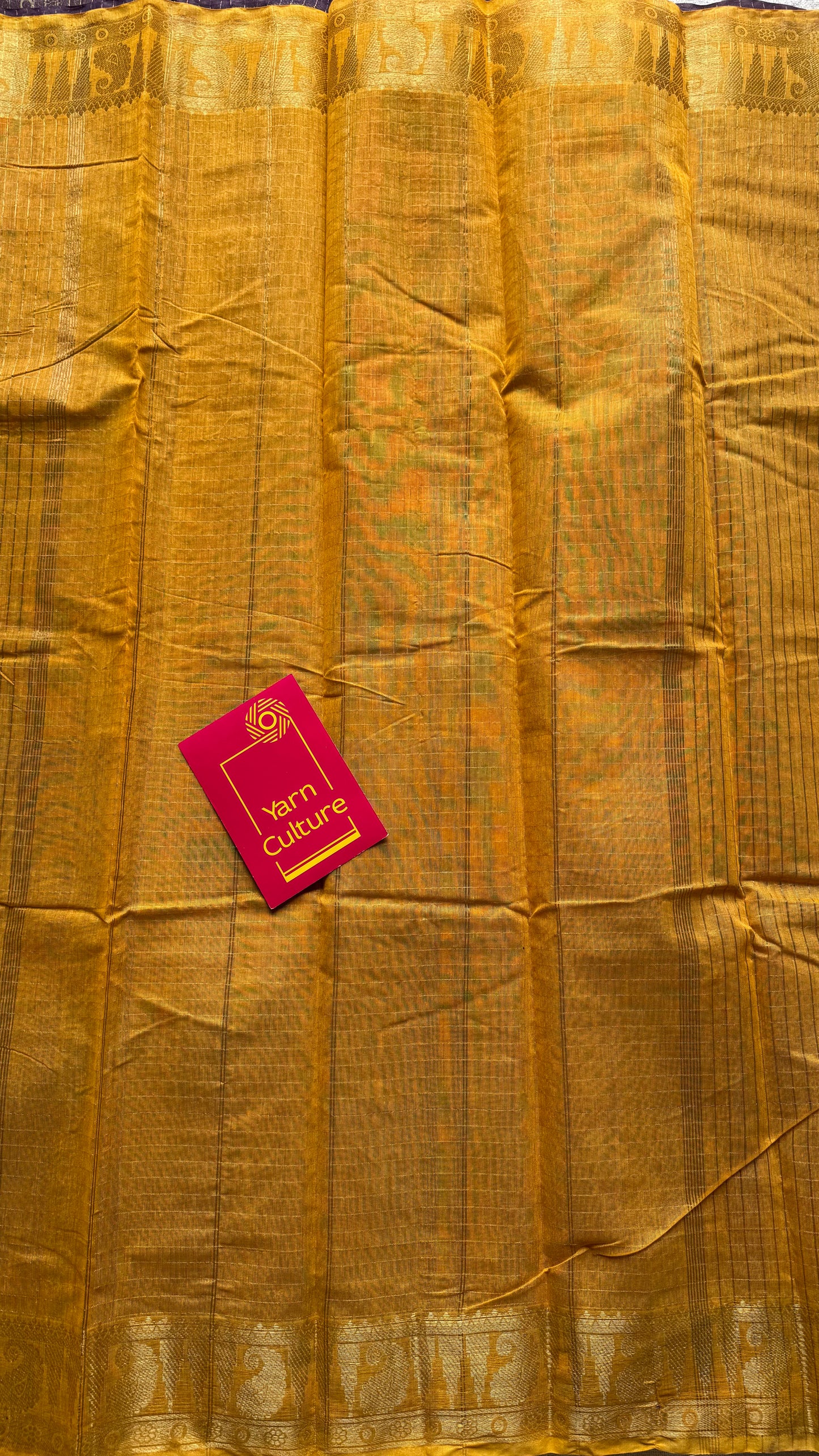 Dark Violet Yellow - sungudi cotton checks, ivory gold base, soft cotton - YCON25COTN95