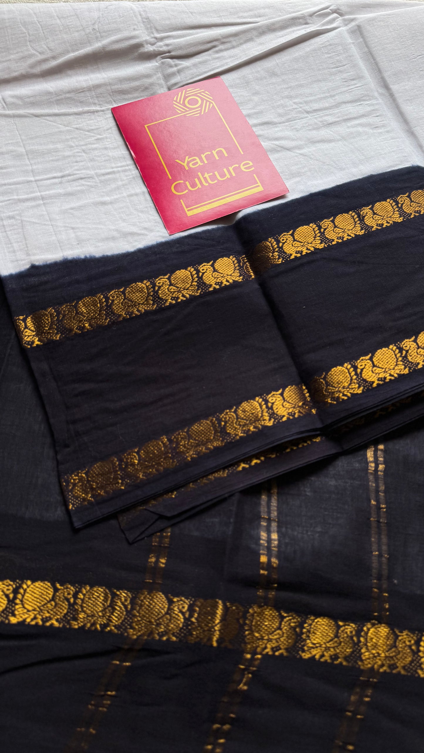 White and black rettaipettu border, Madurai cotton - YCON25COTN92