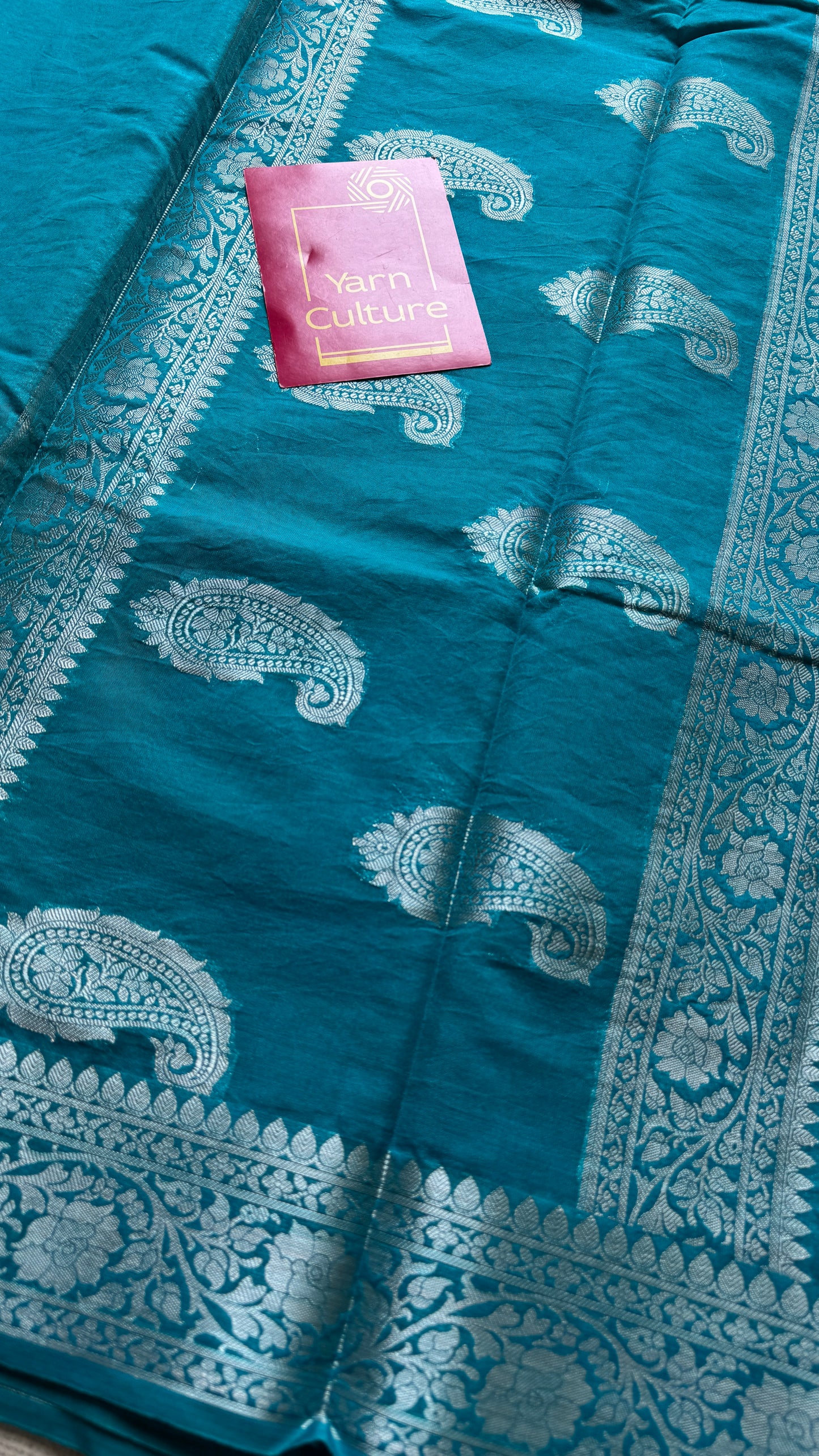 Nirva - Aqua blue silver zari, Banarasi semi chiffon
