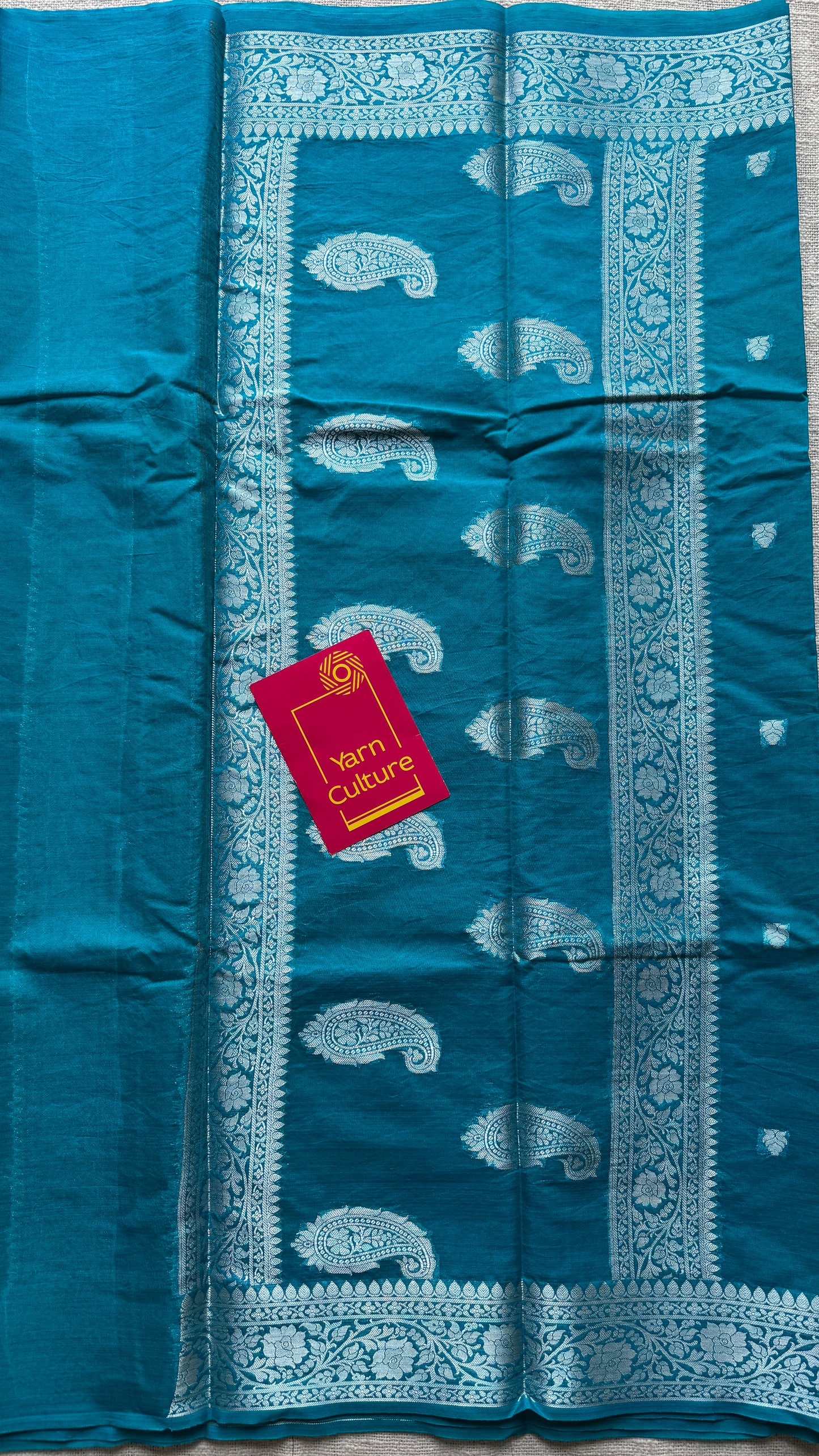 Nirva - Aqua blue silver zari, Banarasi semi chiffon