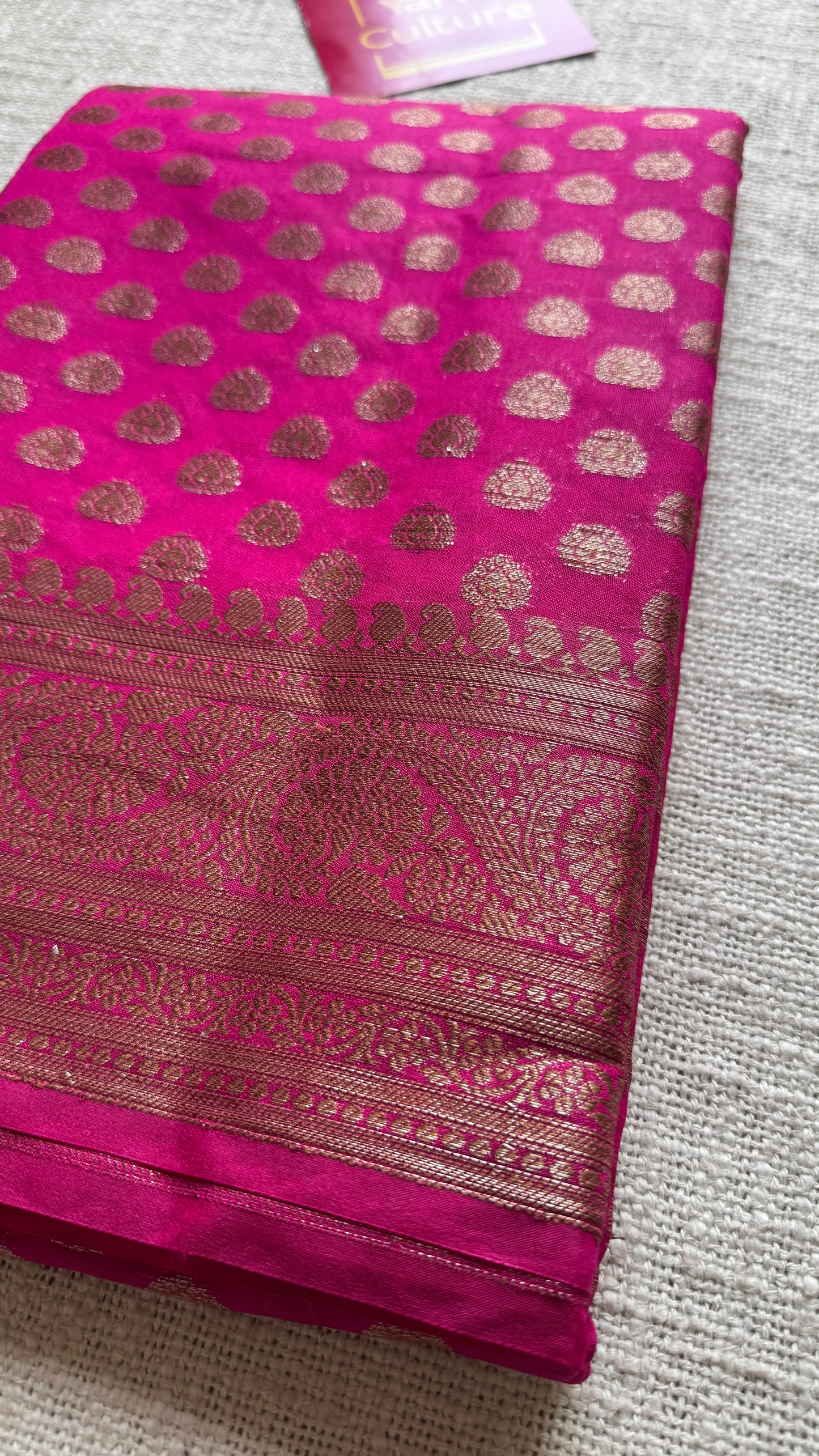Heer - Warm Magenta antique gold, Banarasi semi georgette