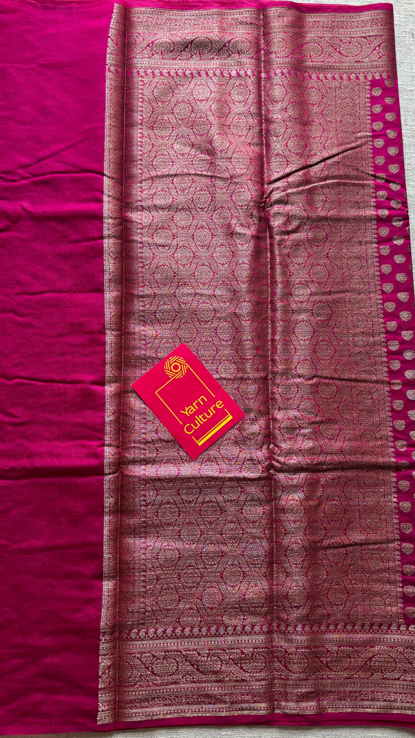 Heer - Warm Magenta antique gold, Banarasi semi georgette