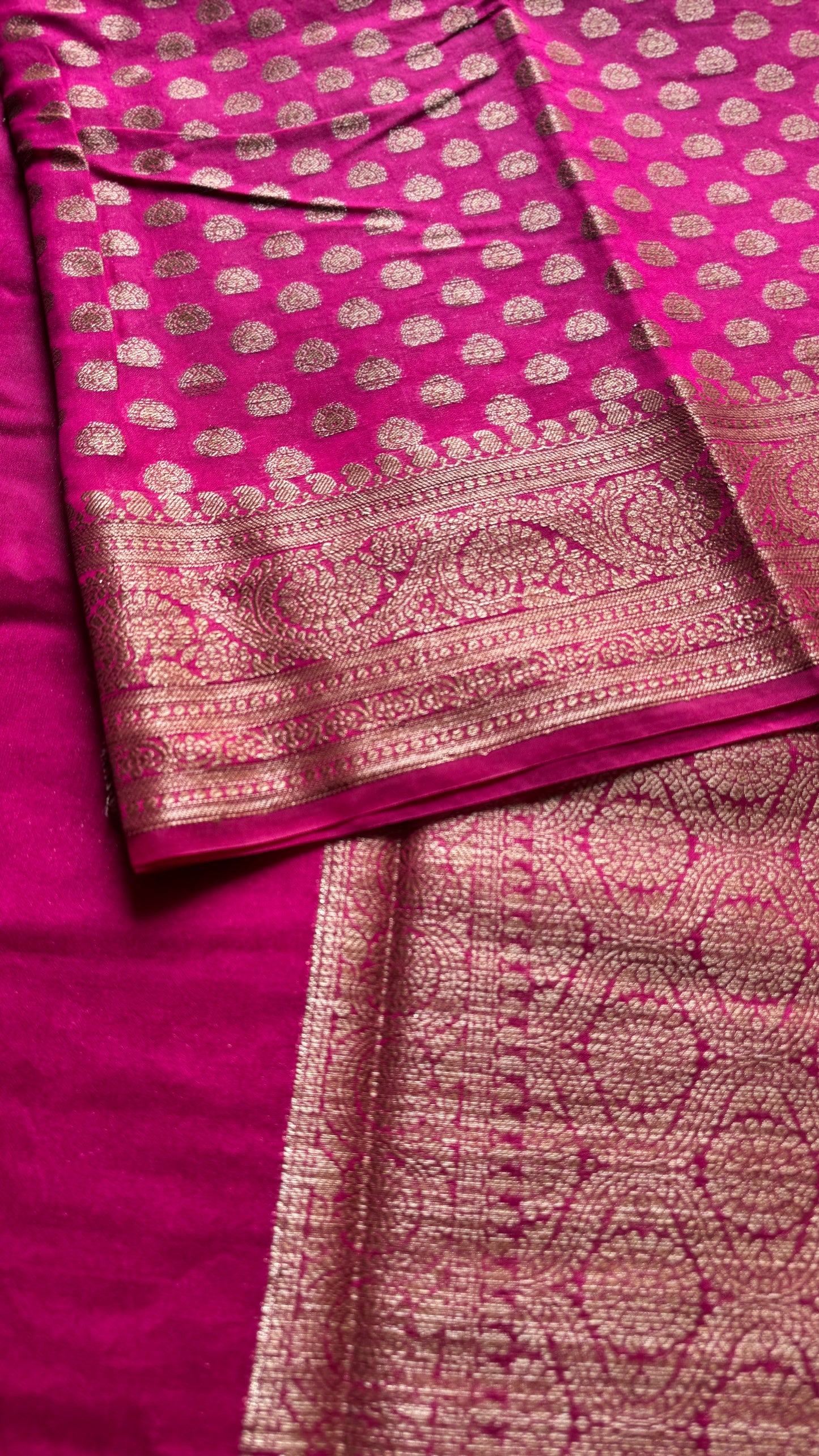 Heer - Warm Magenta antique gold, Banarasi semi georgette