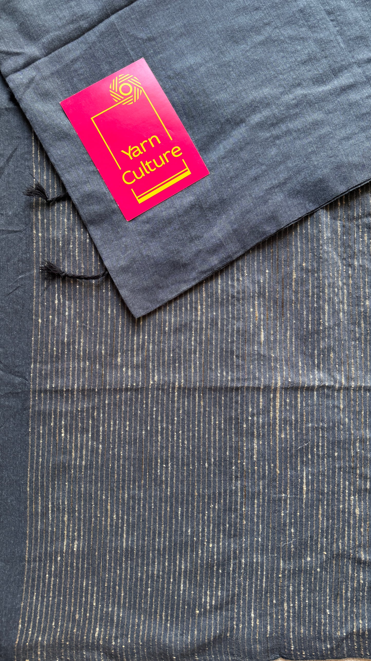 Grey with thread worked pallu - Soft Khadi Cotton YCBCGP04