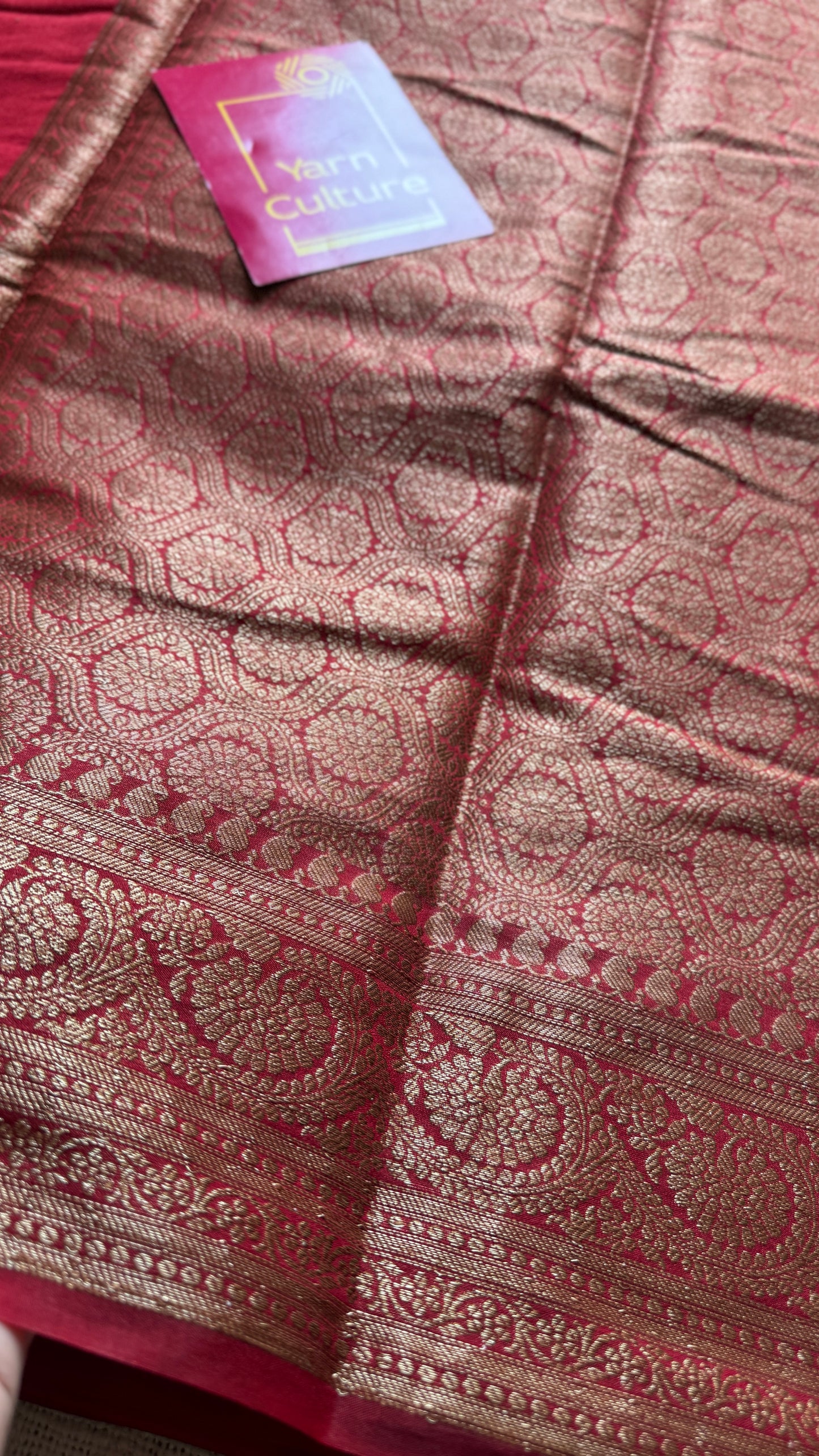 Sindura - Dark red antique gold, Banarasi semi georgette