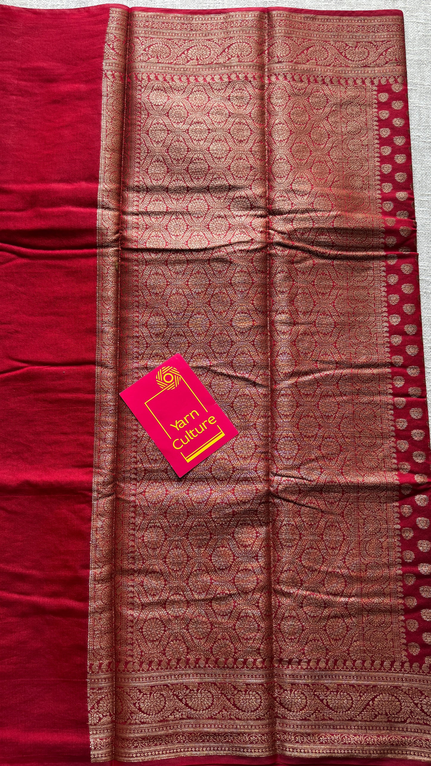 Sindura - Dark red antique gold, Banarasi semi georgette