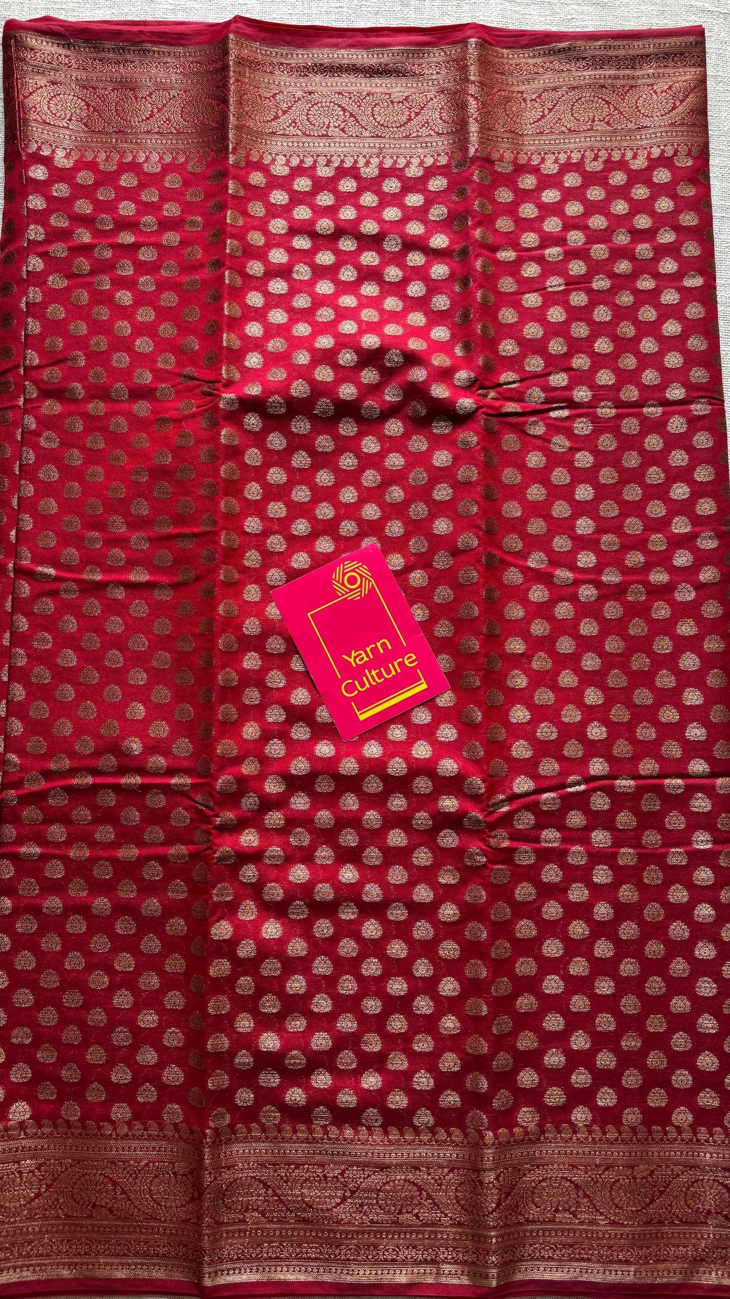 Sindura - Dark red antique gold, Banarasi semi georgette