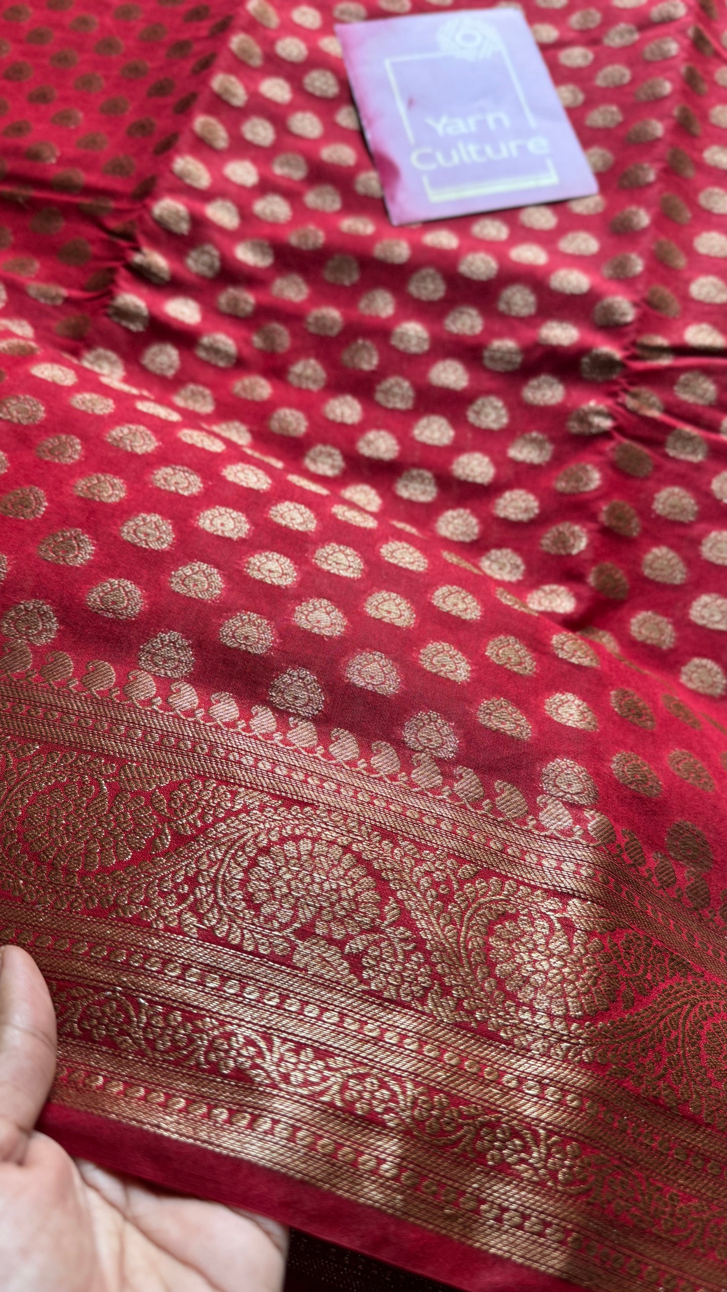 Sindura - Dark red antique gold, Banarasi semi georgette