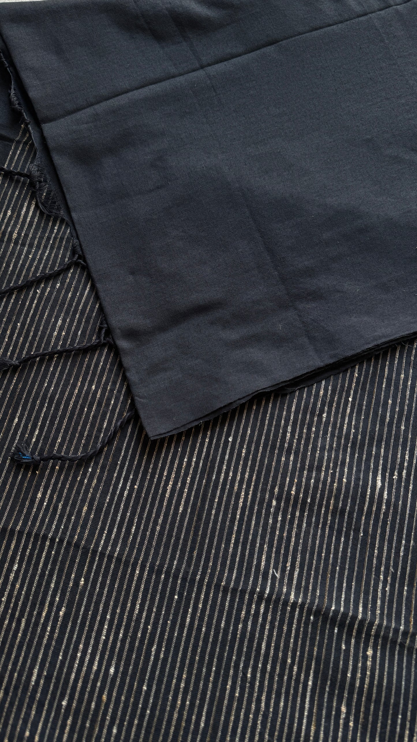 Black with thread worked pallu - Soft Khadi Cotton YCBCGP06
