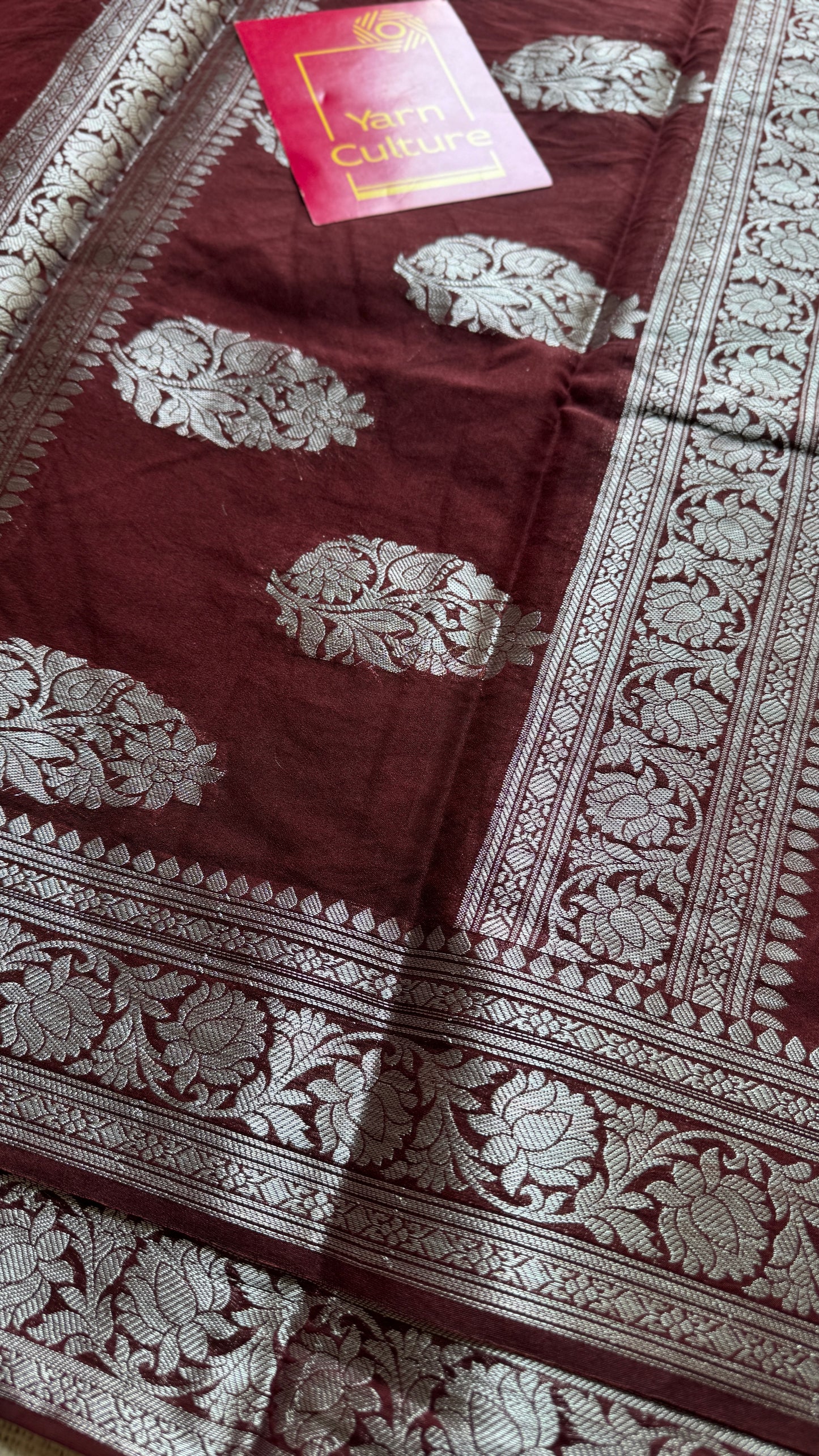 Dhwani - Brown silver zari, Banarasi semi chiffon