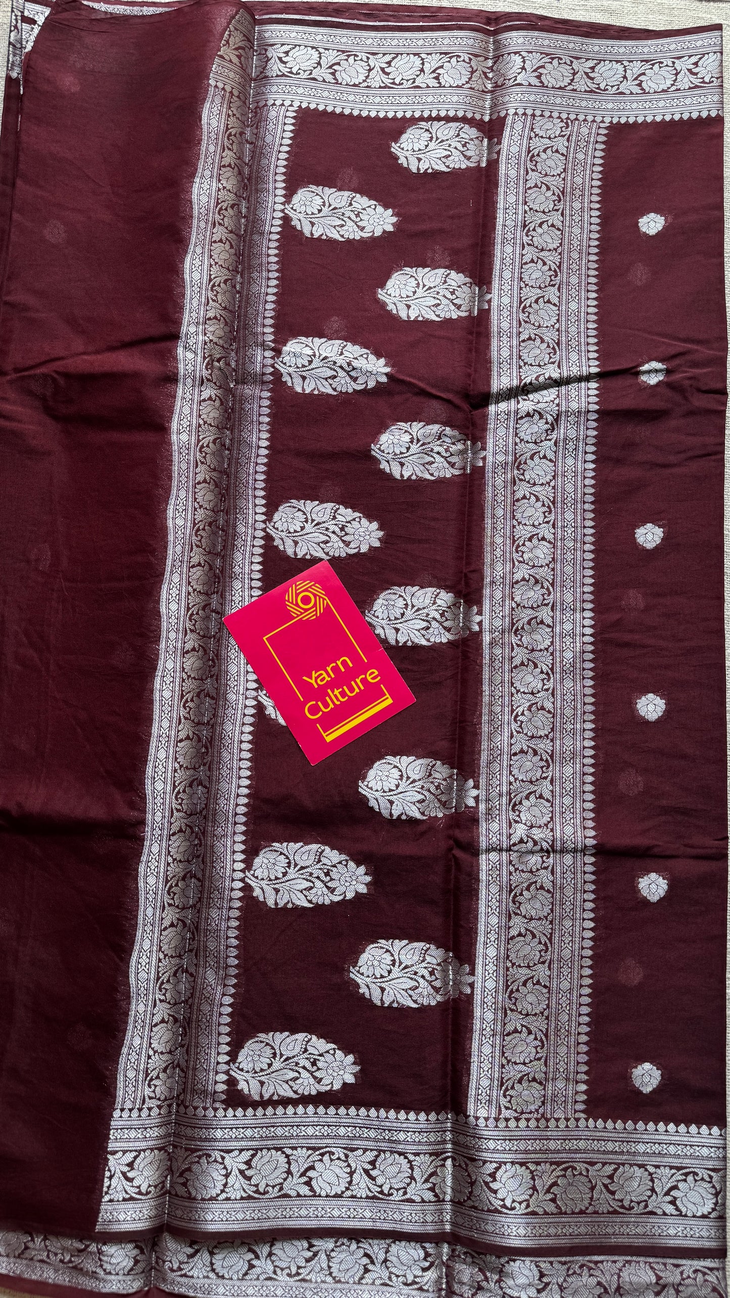 Dhwani - Brown silver zari, Banarasi semi chiffon