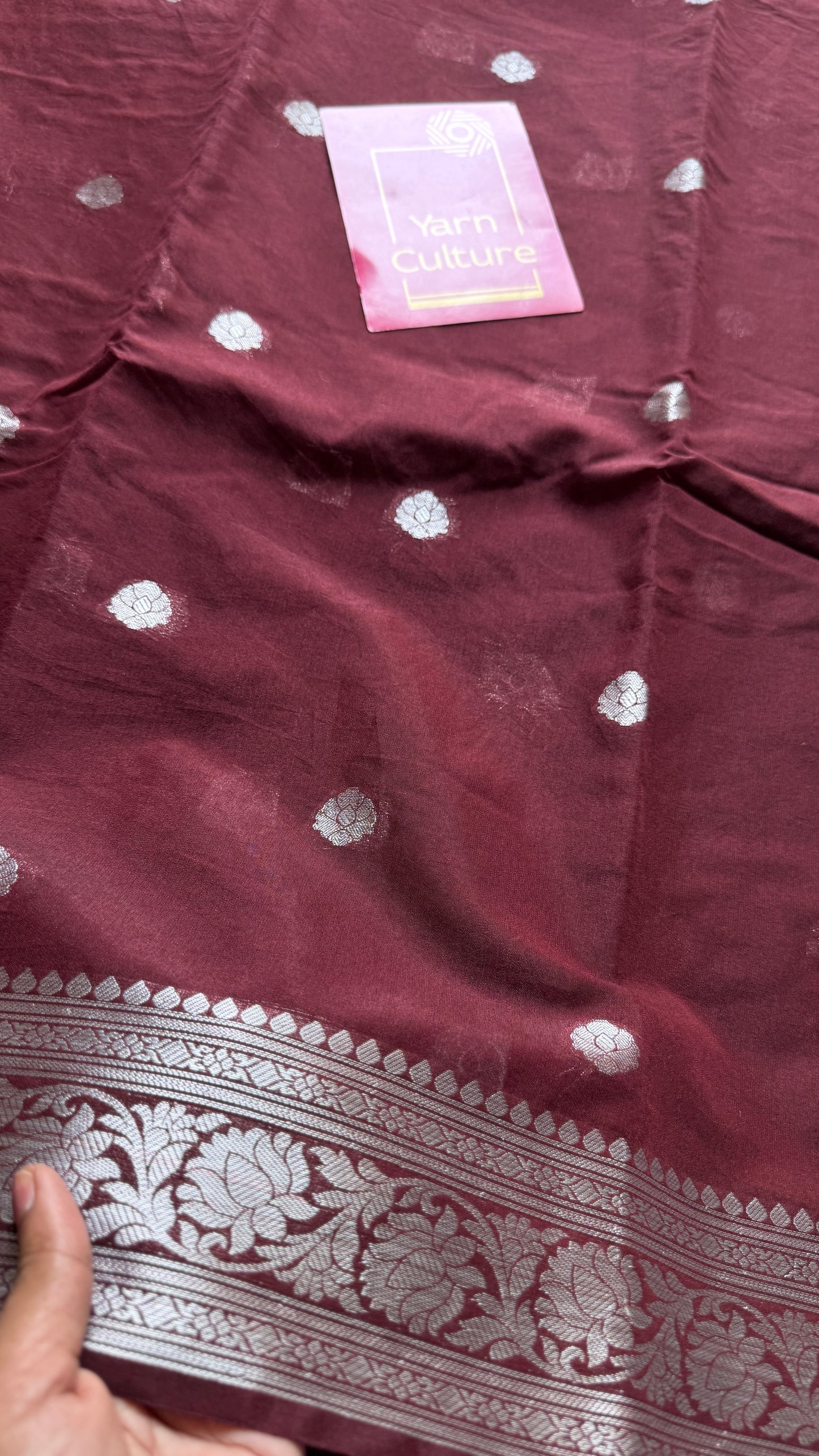 Dhwani - Brown silver zari, Banarasi semi chiffon