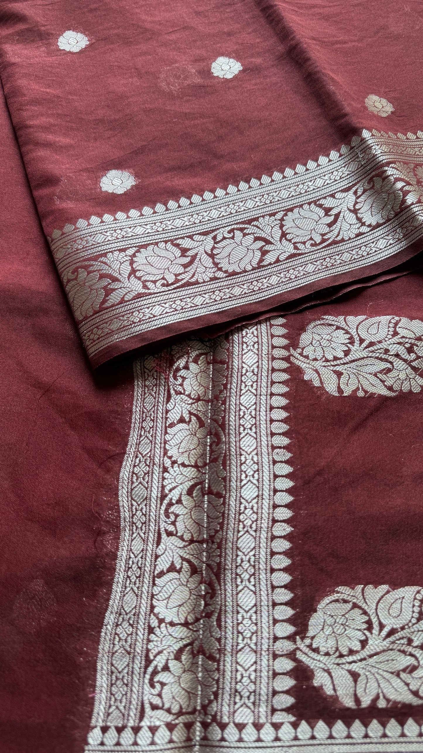 Dhwani - Brown silver zari, Banarasi semi chiffon