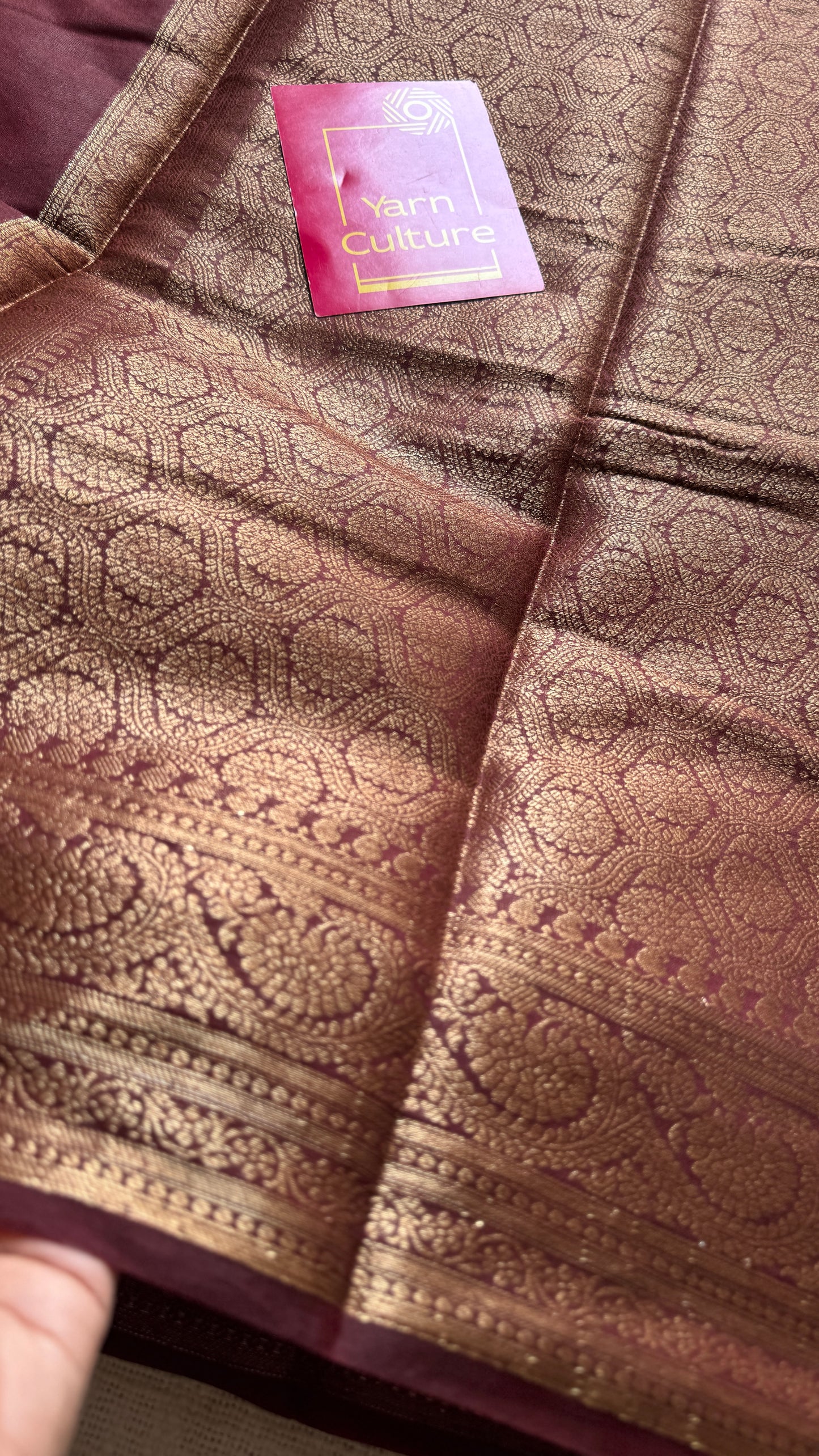 Tamalika - Coffee brown antique gold, Banarasi semi georgette