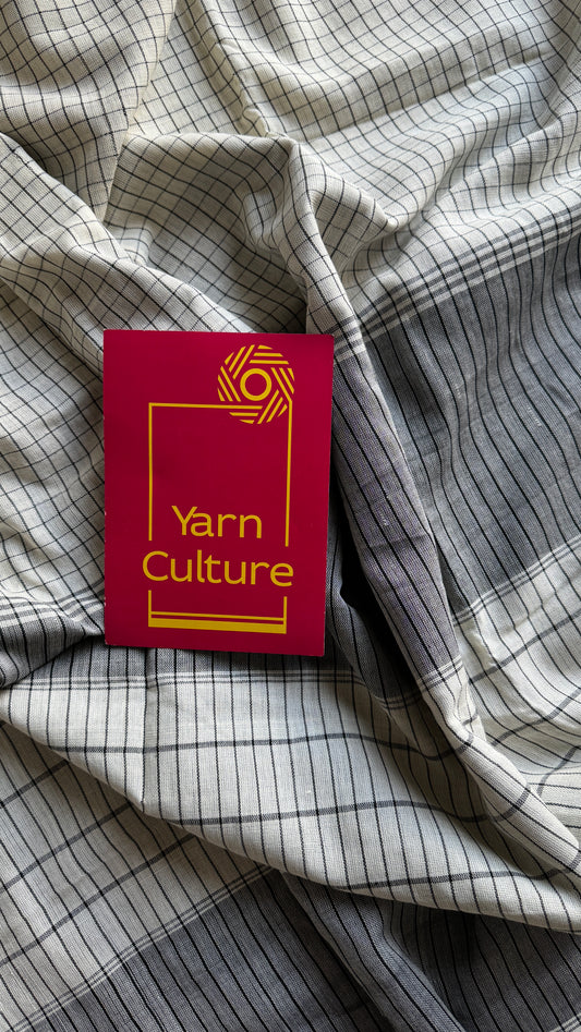 Cream with Black Checks - Patteda Anchu