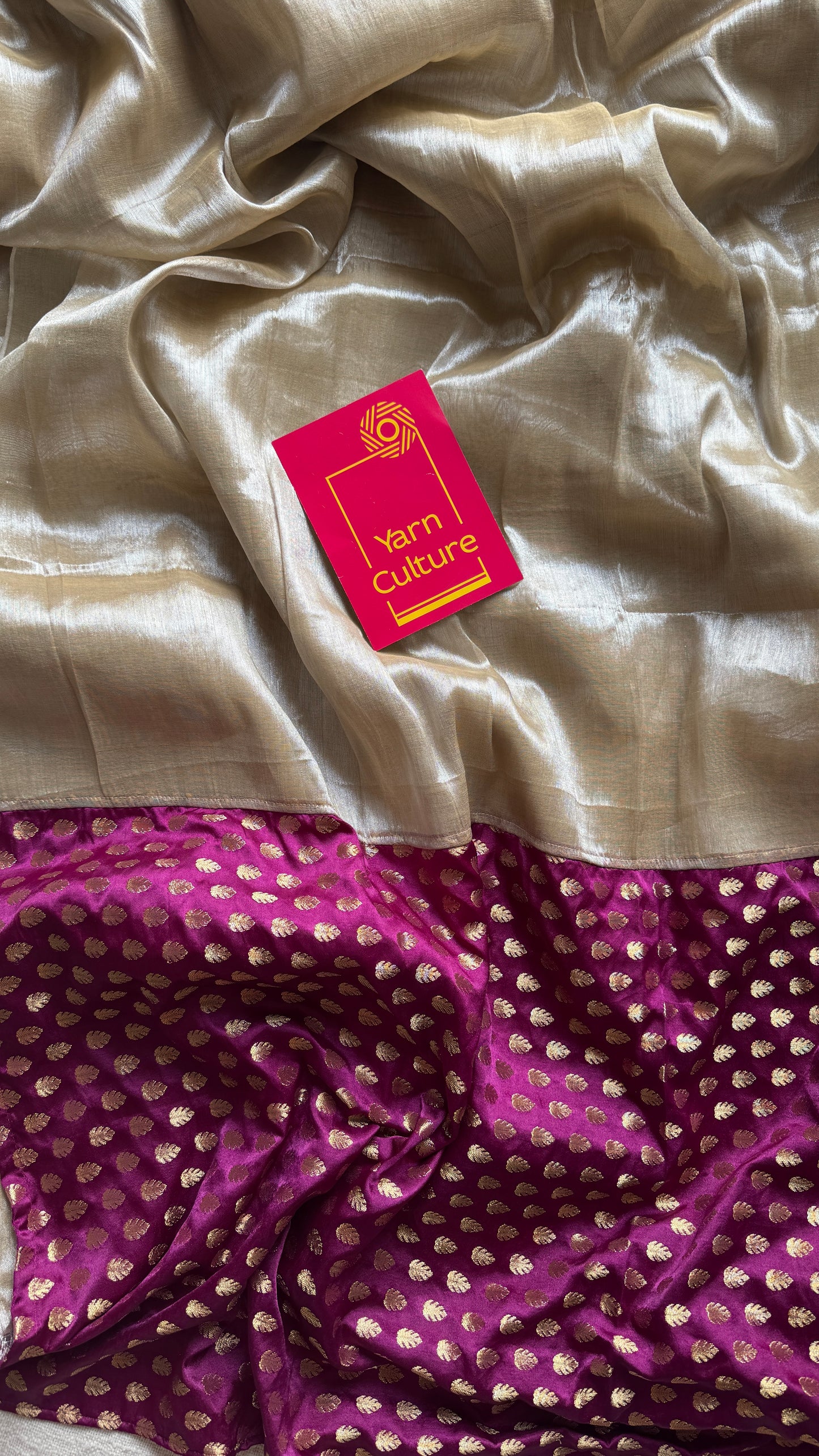 Chaand Phool - Moonflower : Pearl White with Purple Pink Brocade Pallu & Blouse, Mul Tissue - YCTMEMT04