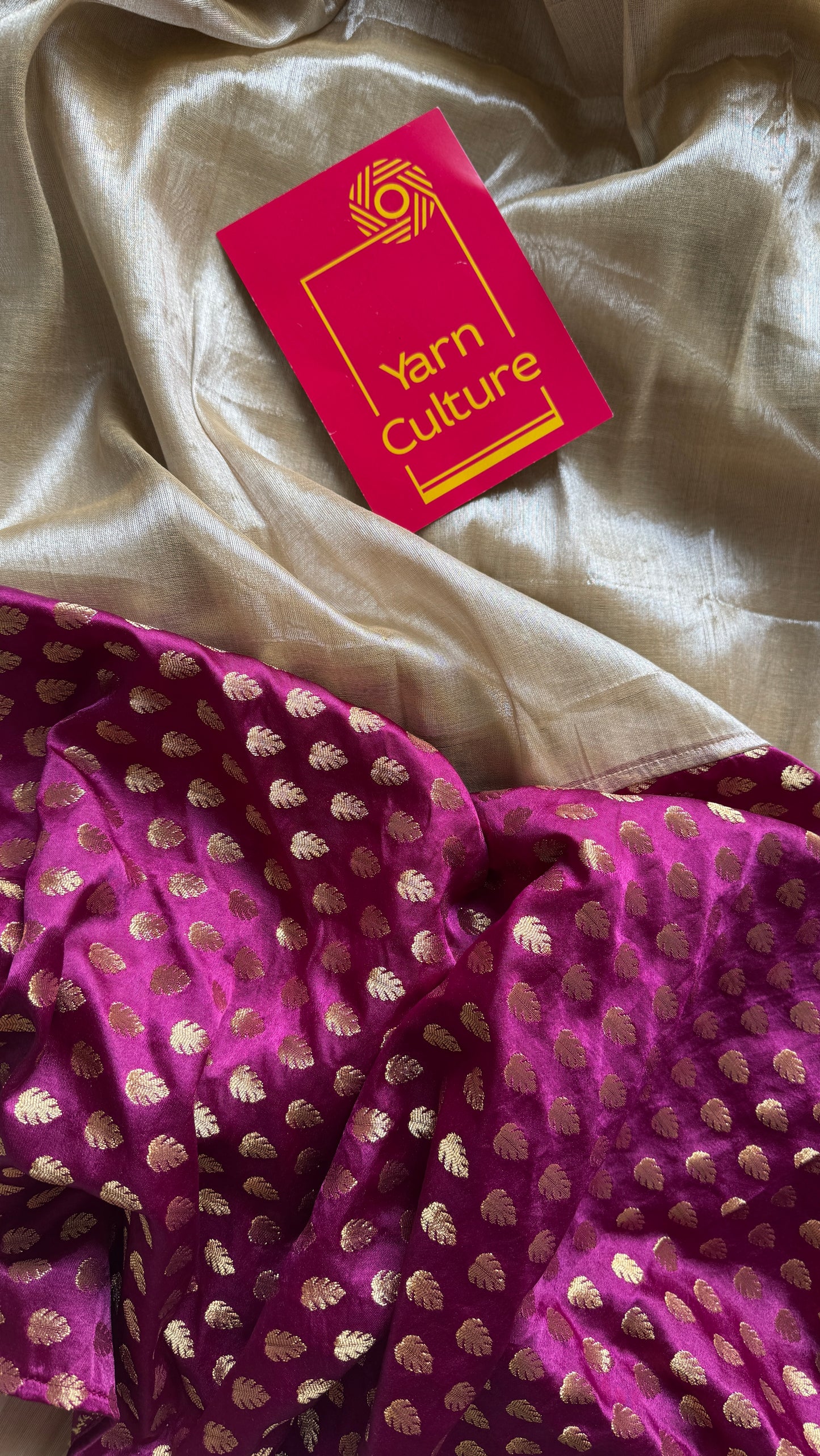 Chaand Phool - Moonflower : Pearl White with Purple Pink Brocade Pallu & Blouse, Mul Tissue - YCTMEMT04