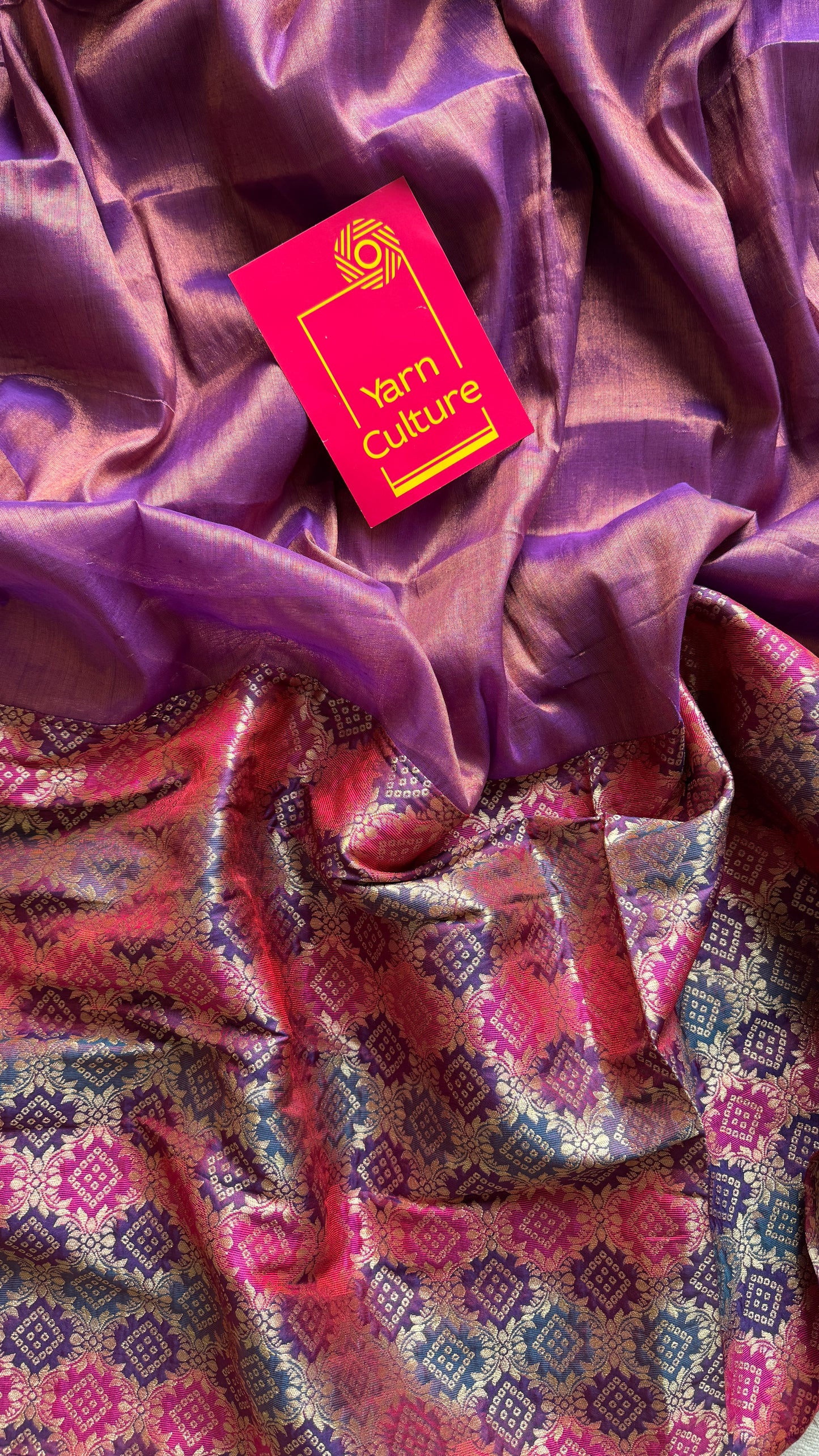 Rang-e-Bahar - Colour of Spring : Lilac with Multi Coloured Gold Brocade Pallu & Blouse, Mul Tissue - YCTMEMT05