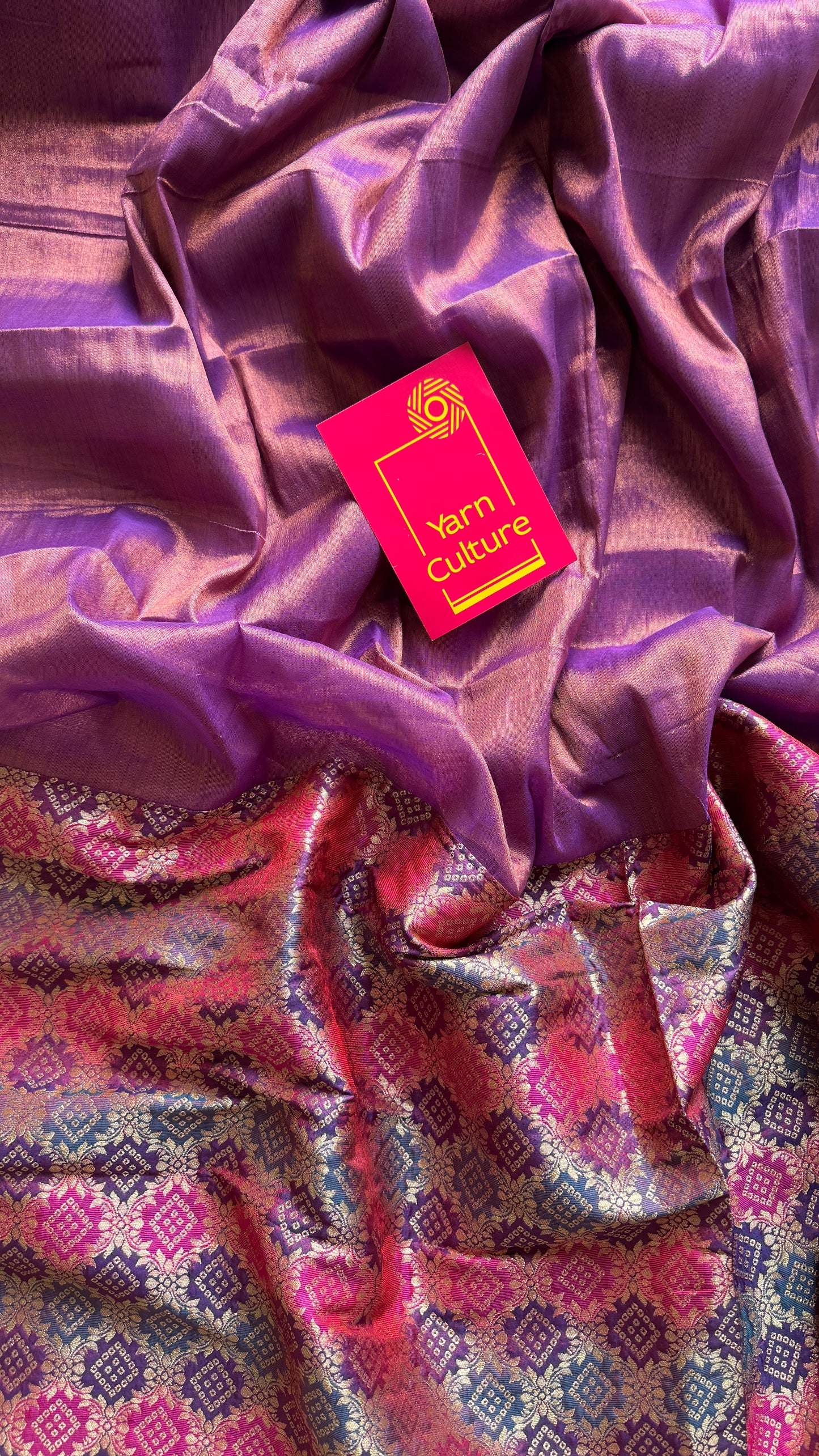 Rang-e-Bahar - Colour of Spring : Lilac with Multi Coloured Gold Brocade Pallu & Blouse, Mul Tissue - YCTMEMT05