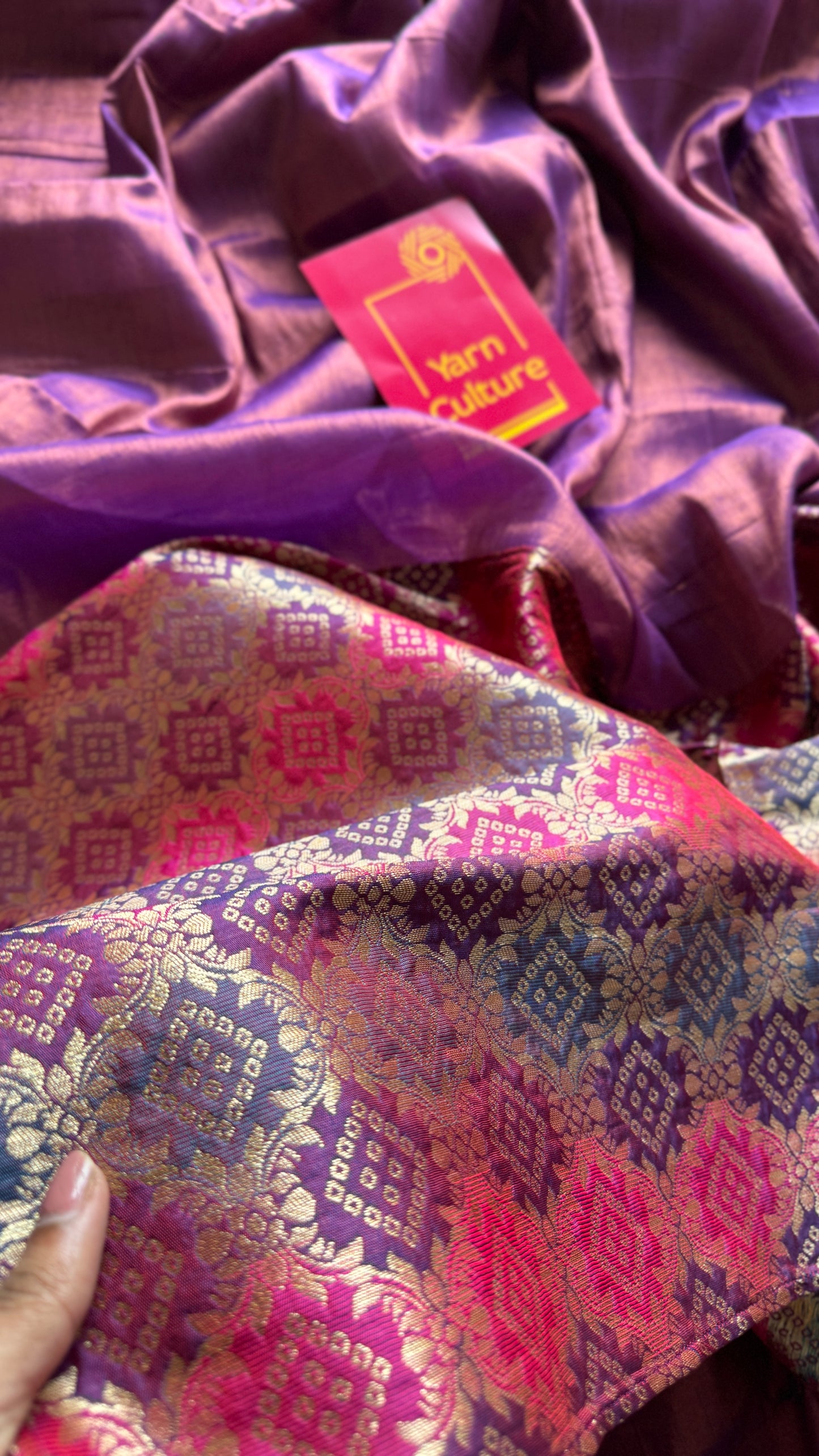 Rang-e-Bahar - Colour of Spring : Lilac with Multi Coloured Gold Brocade Pallu & Blouse, Mul Tissue - YCTMEMT05