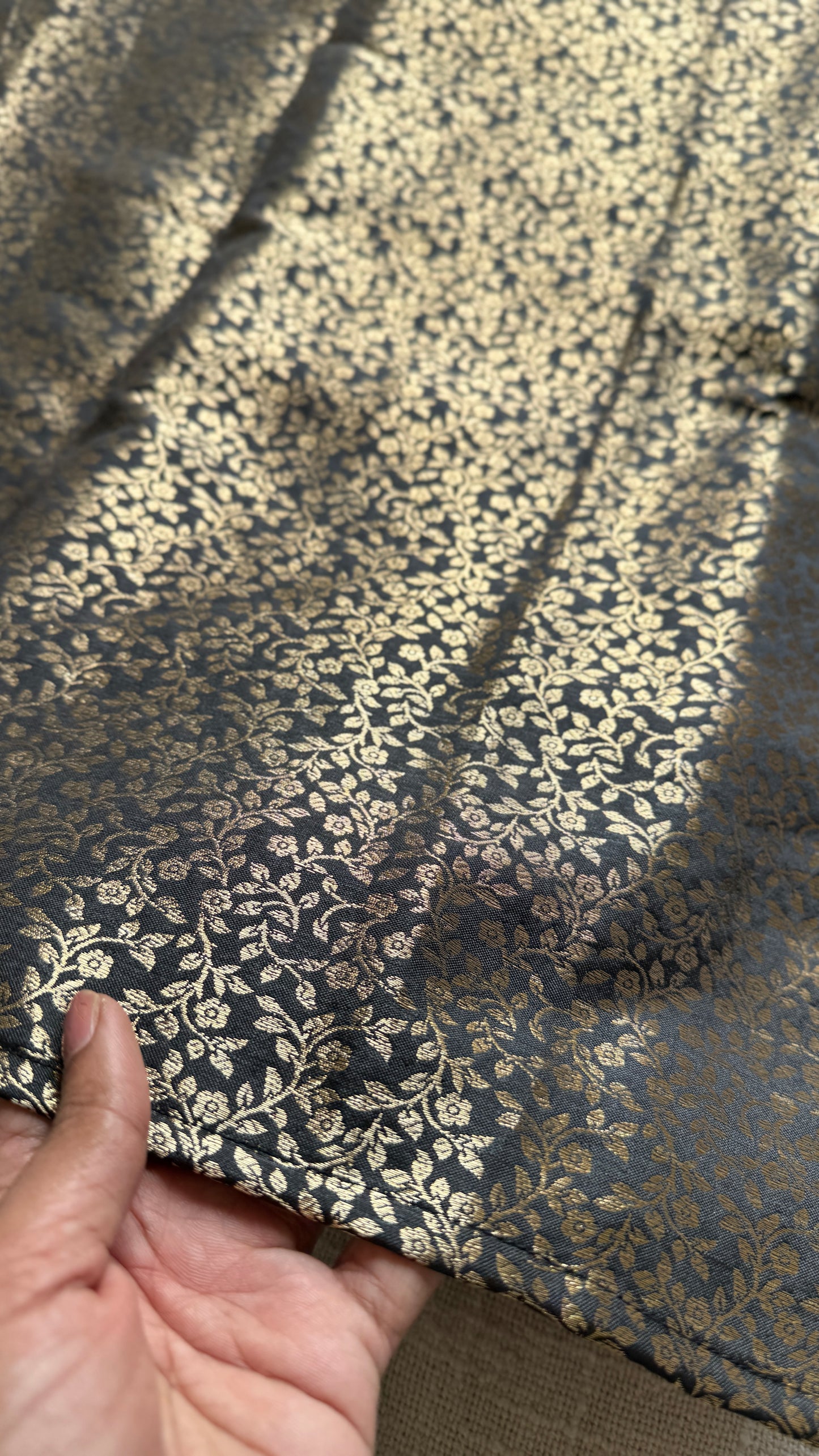 Sunehri Raat - Golden Night : Black with Brocade Black & Gold Pallu & Blouse, Mul Tissue - YCTMEMT03