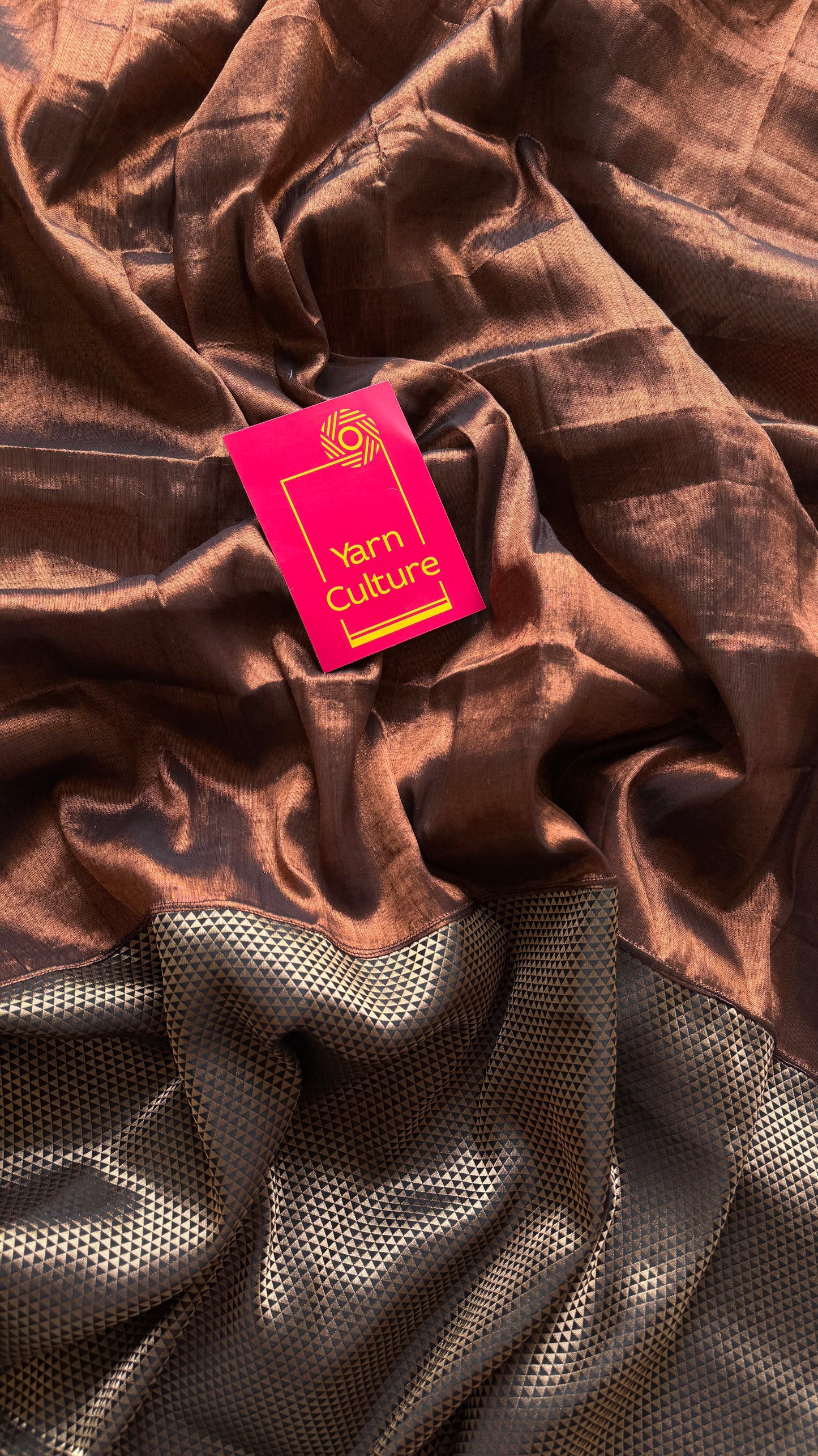 Khoobsurat Saaya - A Beautiful Shadow : Copper with Black and Gold Brocade Pallu & Blouse, Mul Tissue - YCTMEMT01
