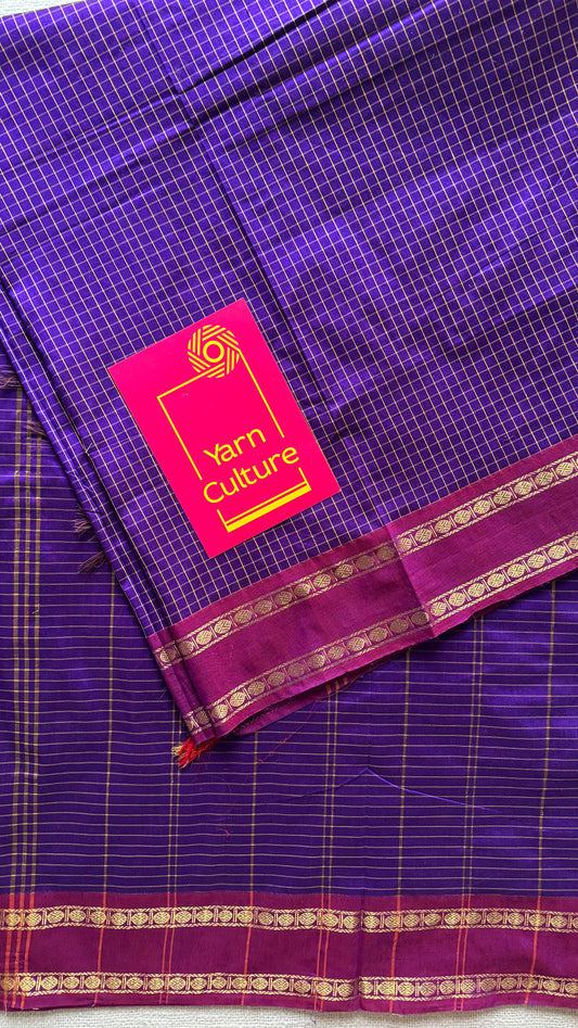 Purple pink, Double Toned - Arani Checks in cotton silk