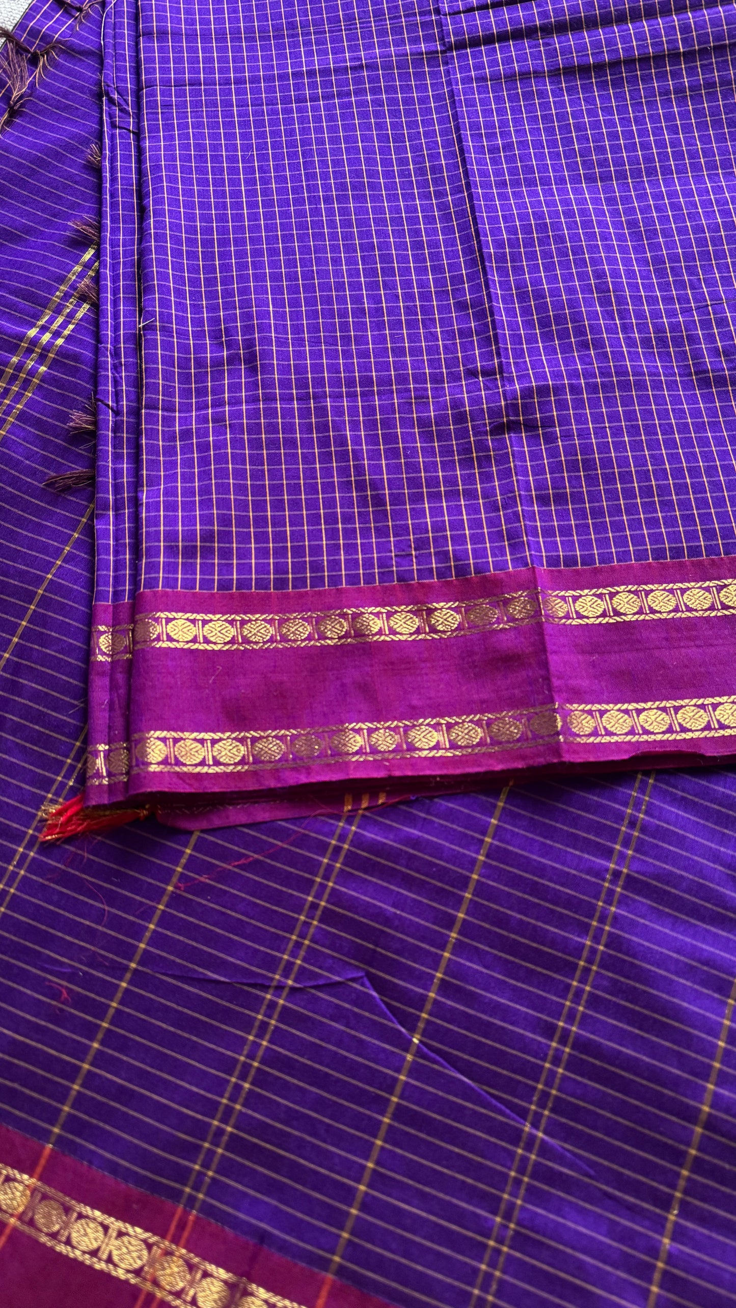 Purple pink, Double Toned - Arani Checks in cotton silk