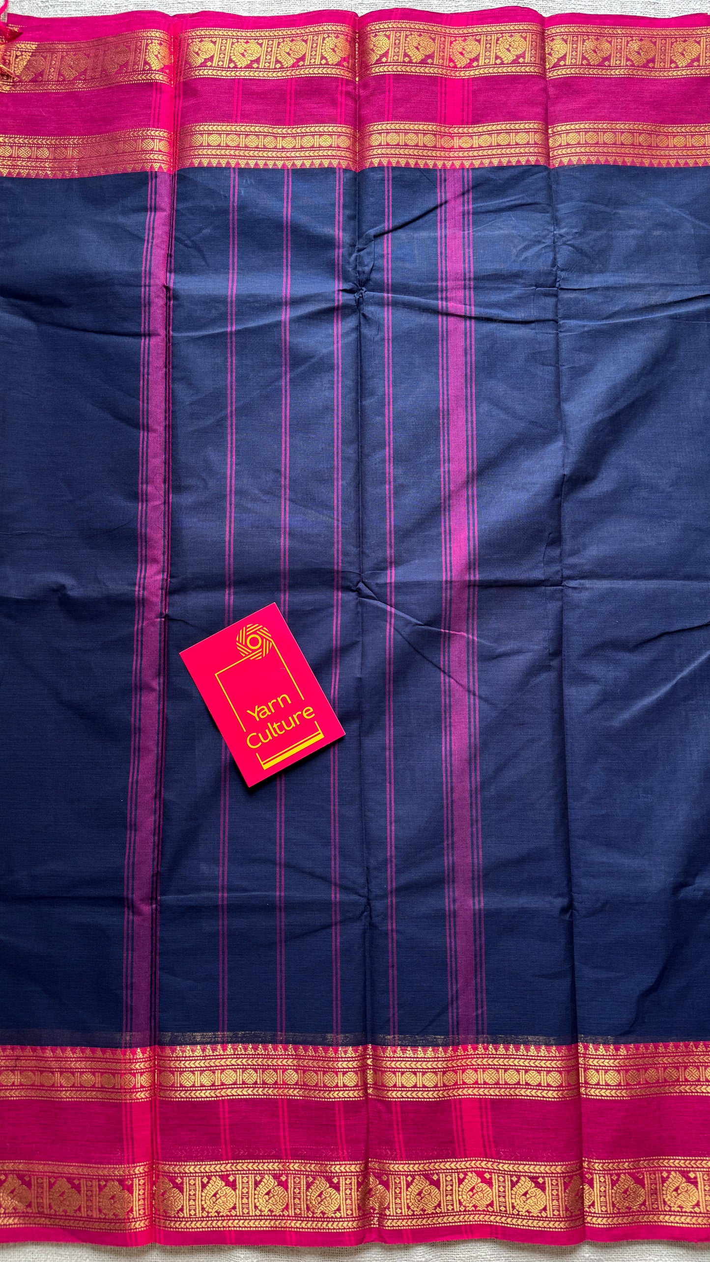 Dark blue with dark pink contrast - Kanchi Cotton - YCCOTNKC02