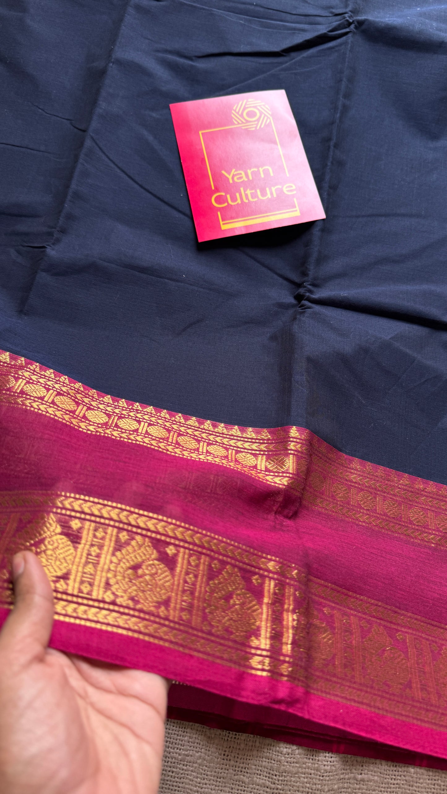 Dark blue with dark pink contrast - Kanchi Cotton - YCCOTNKC02