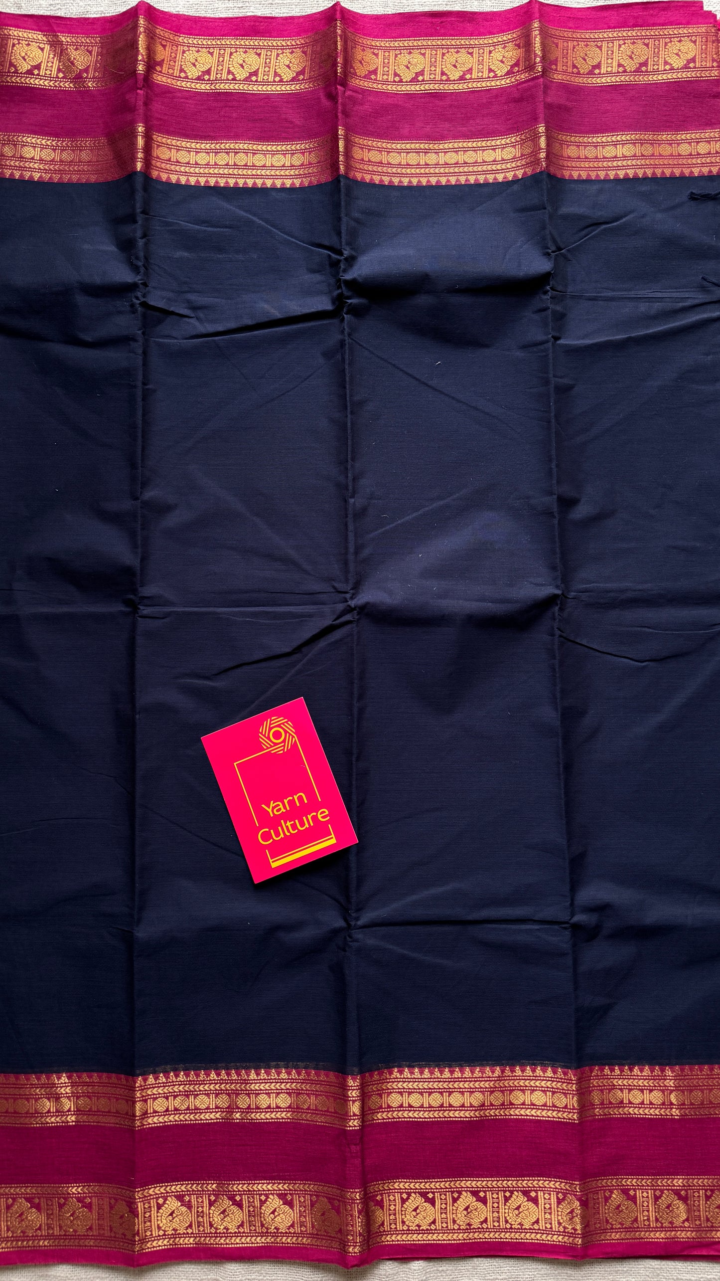 Dark blue with dark pink contrast - Kanchi Cotton - YCCOTNKC02