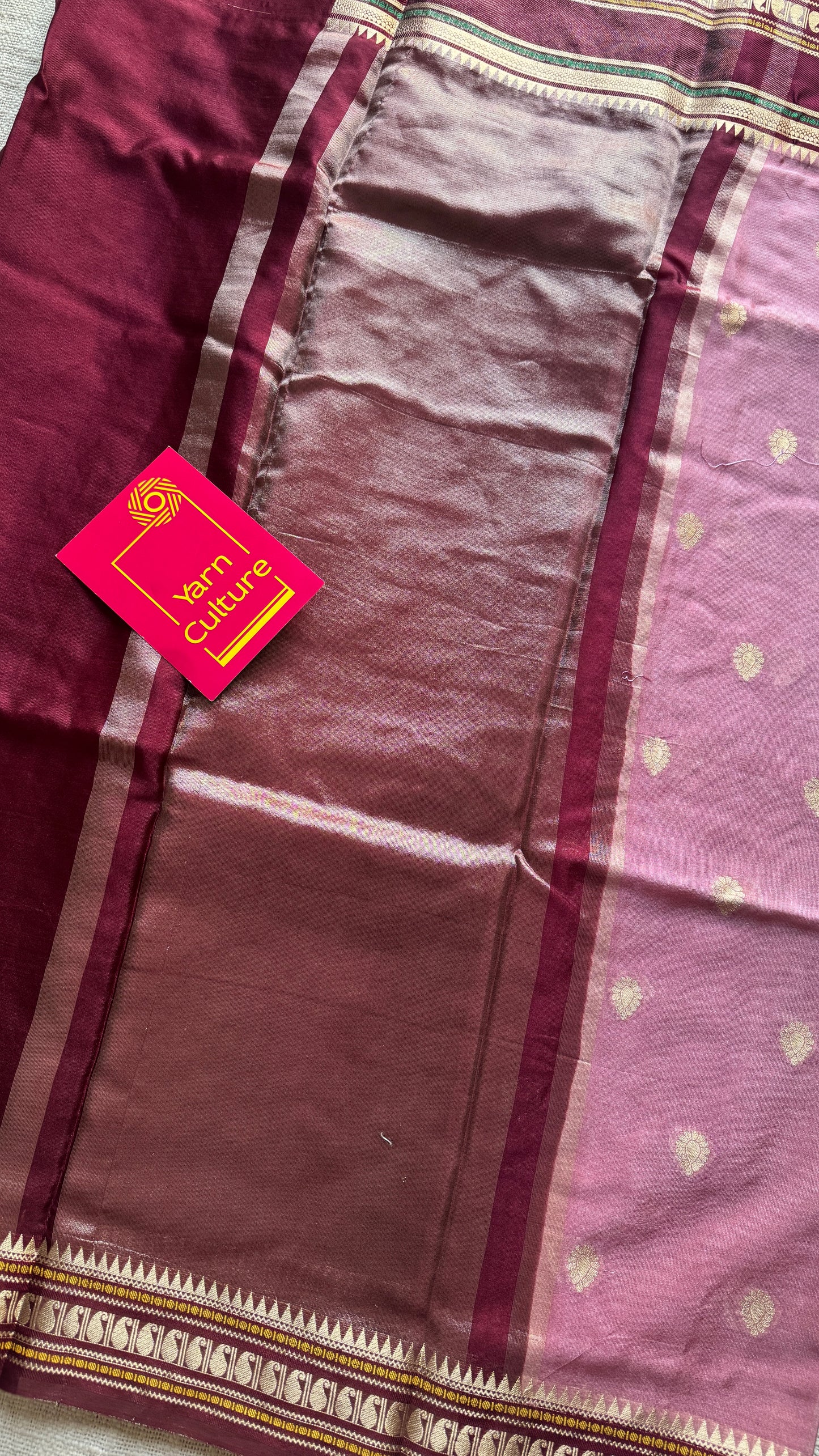 Pink Maroon - Banarasi Semi Katan silk