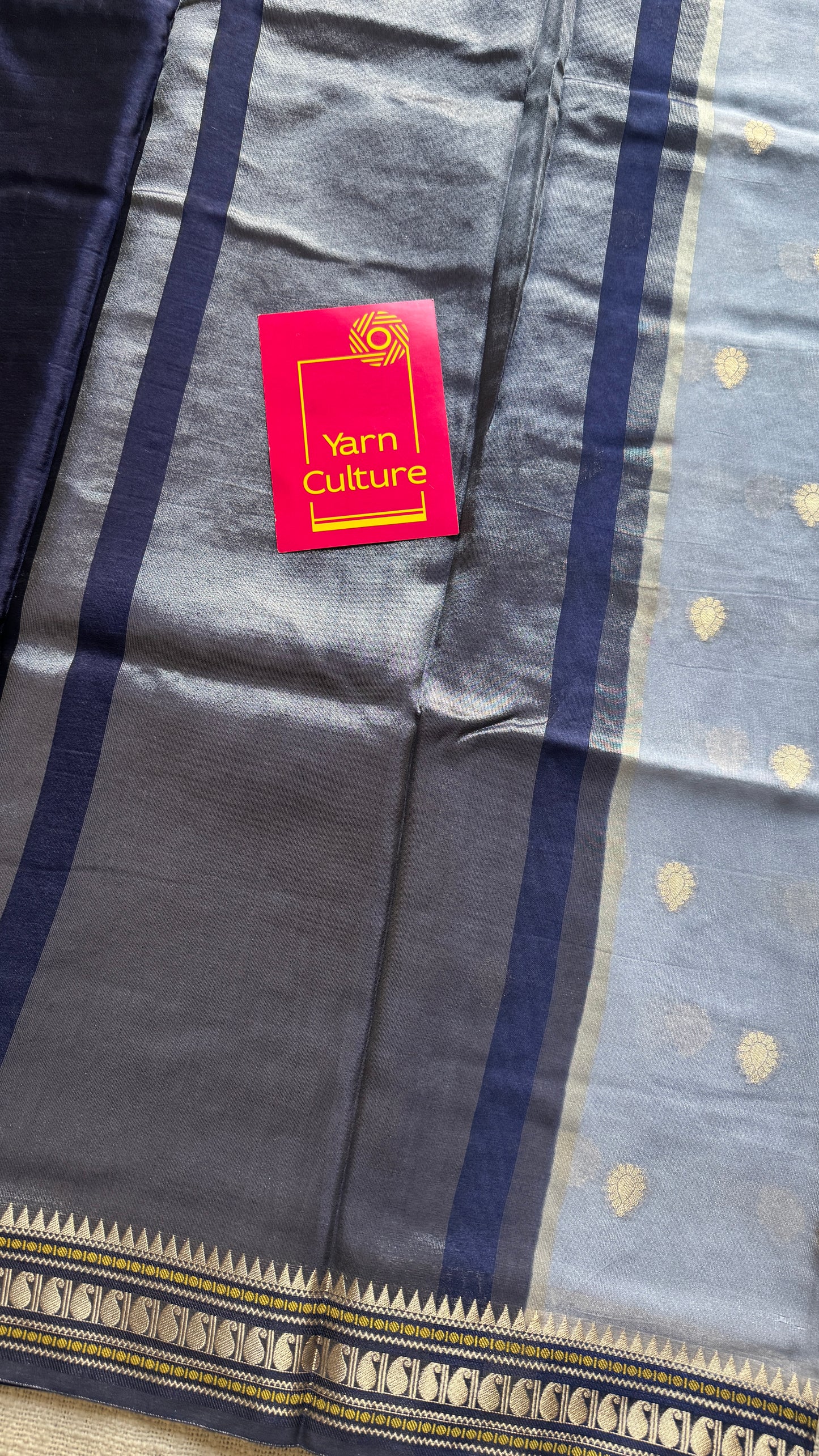 Blue Dark Blue - Banarasi Semi Katan Silk